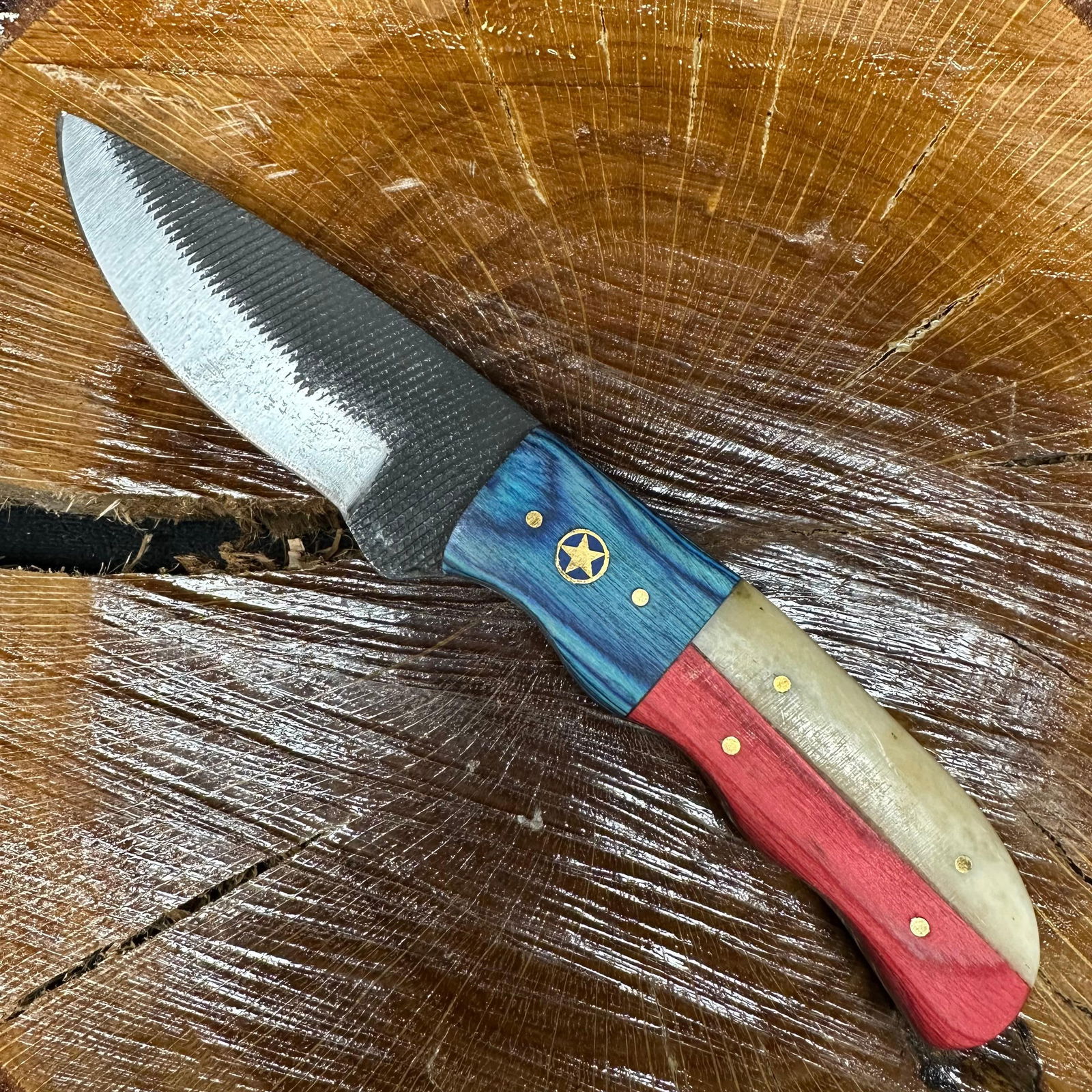MHS Cutlery Fixed Blade Knife Red White and Blue Handle P78 (1 of 4)