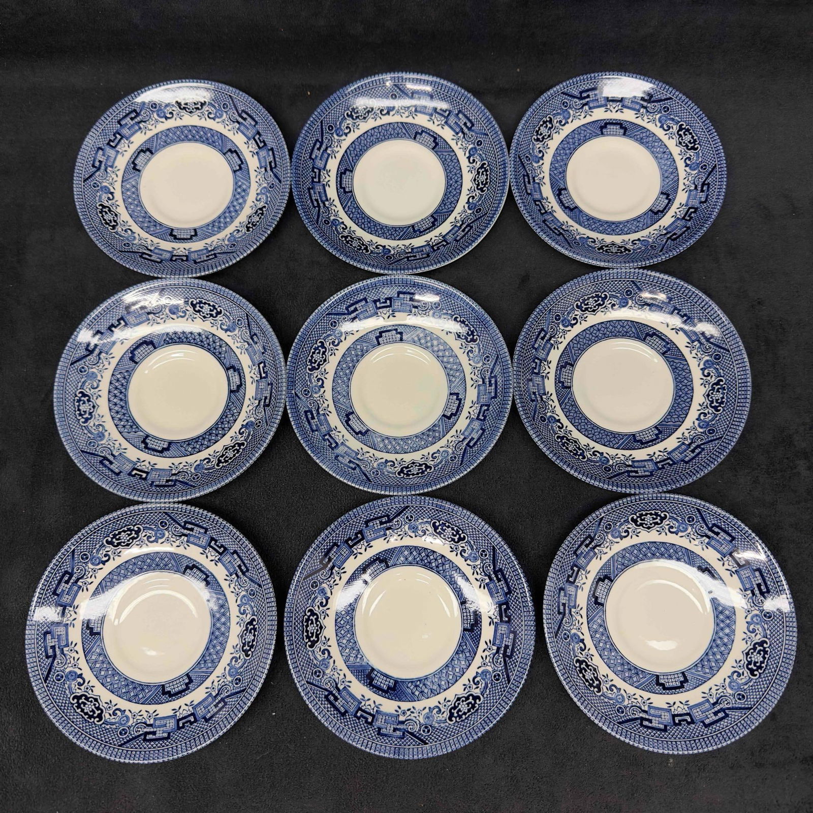 Fine English Tableware Churchill Blue Plate Set Staffordshire England Lot of Nine (1 of 9)
