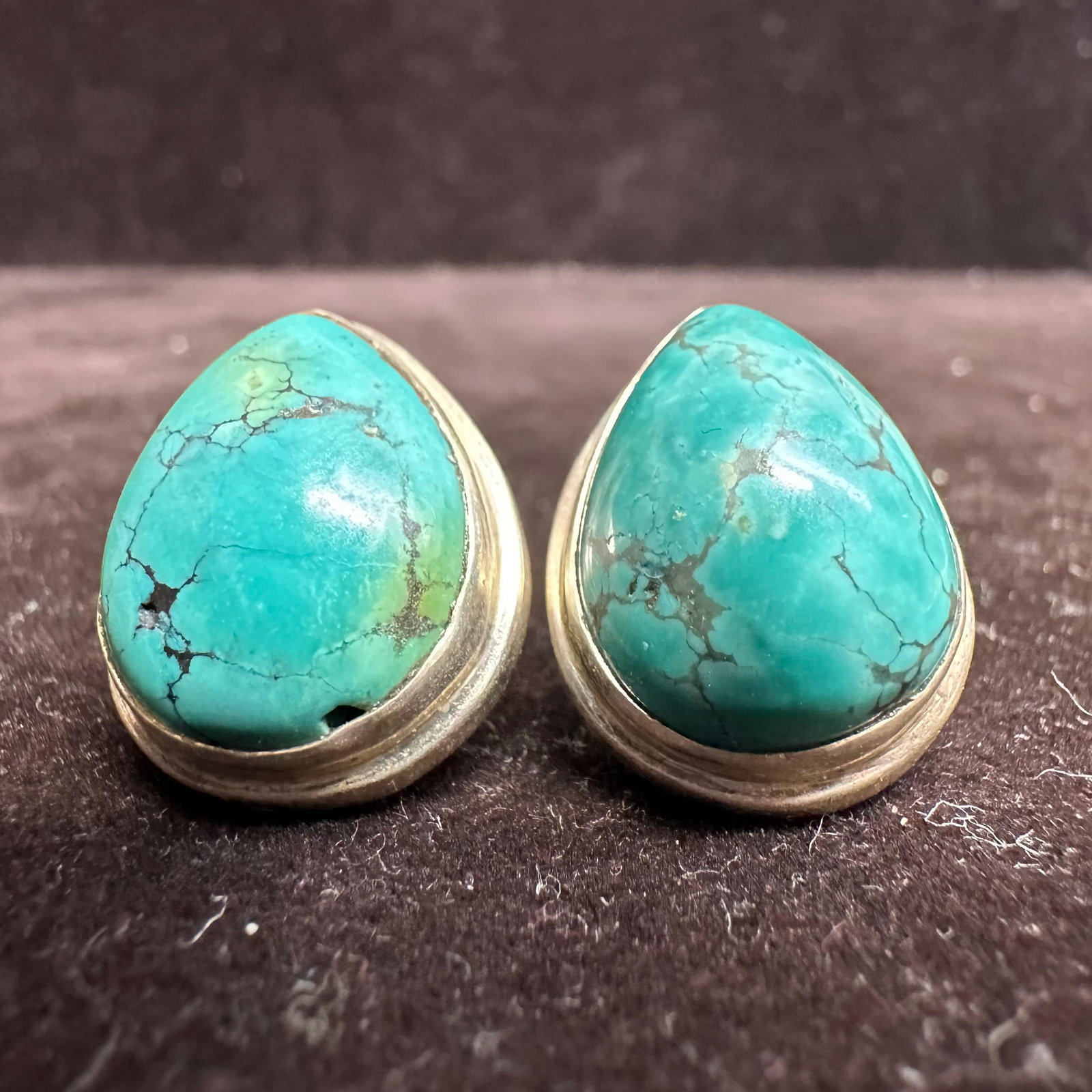 Tear Drop Shaped Turquoise 925 Silver Earrings (1 of 6)