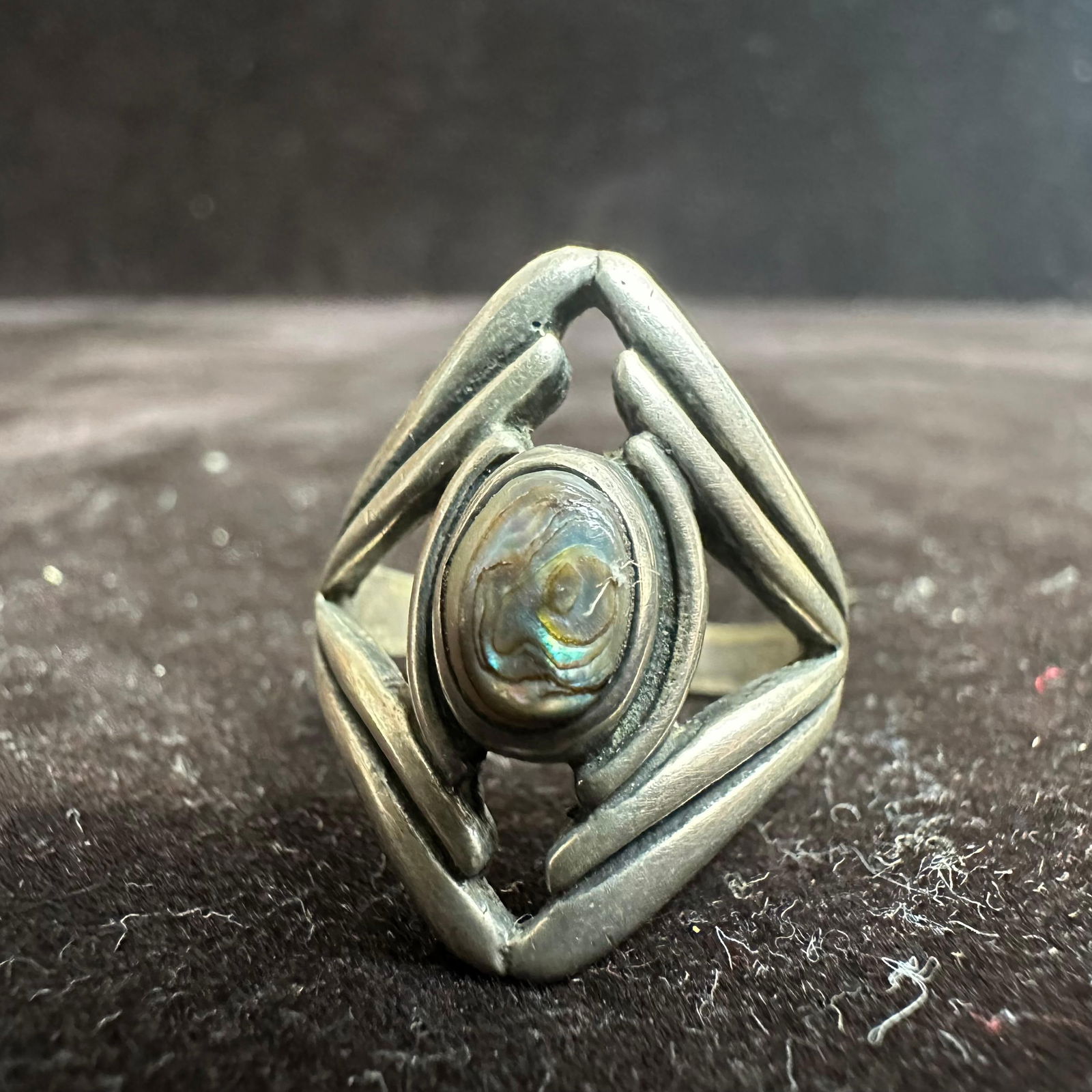 Abalone Shell Small Oval Inlay Silver Ring (1 of 7)