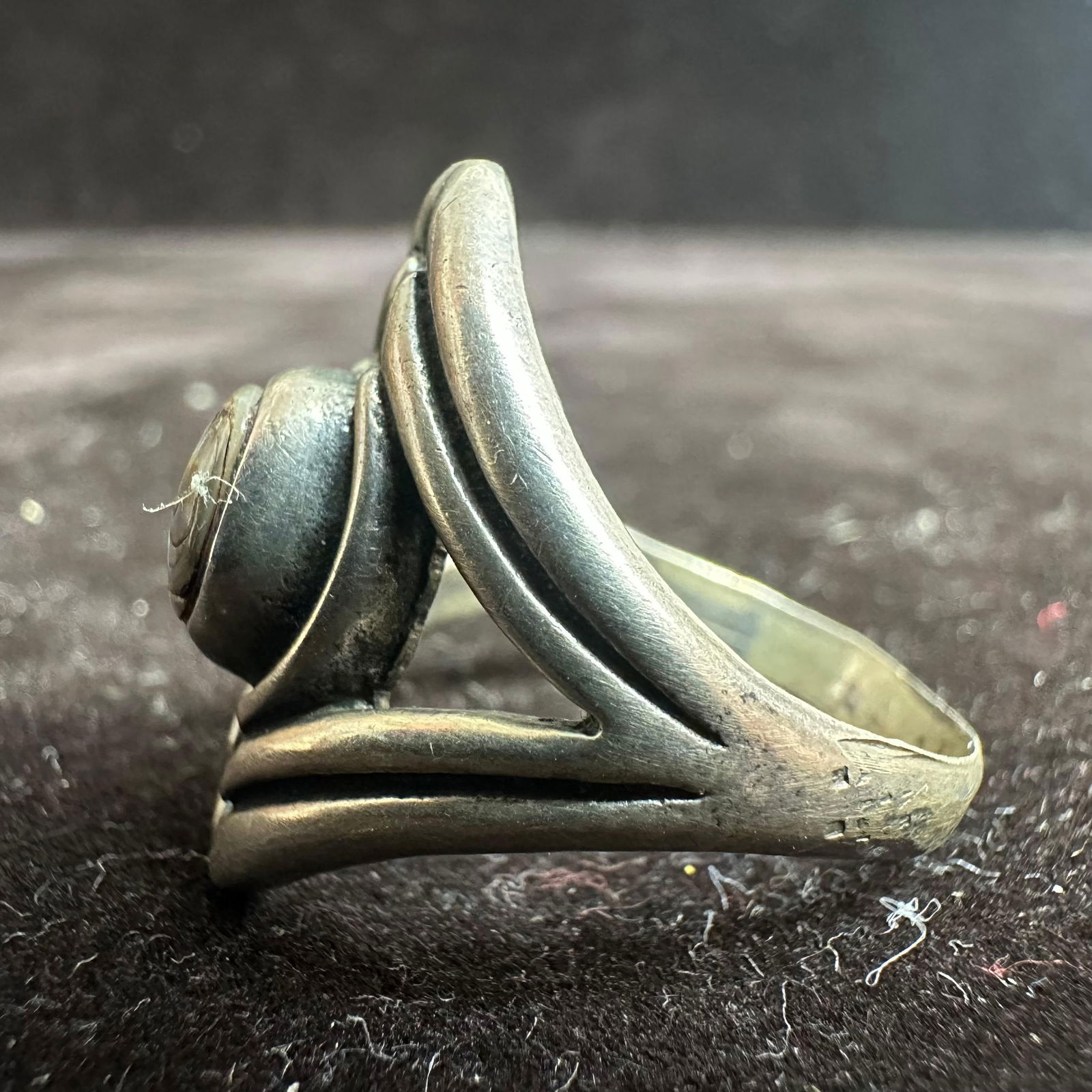 Abalone Shell Small Oval Inlay Silver Ring - 2