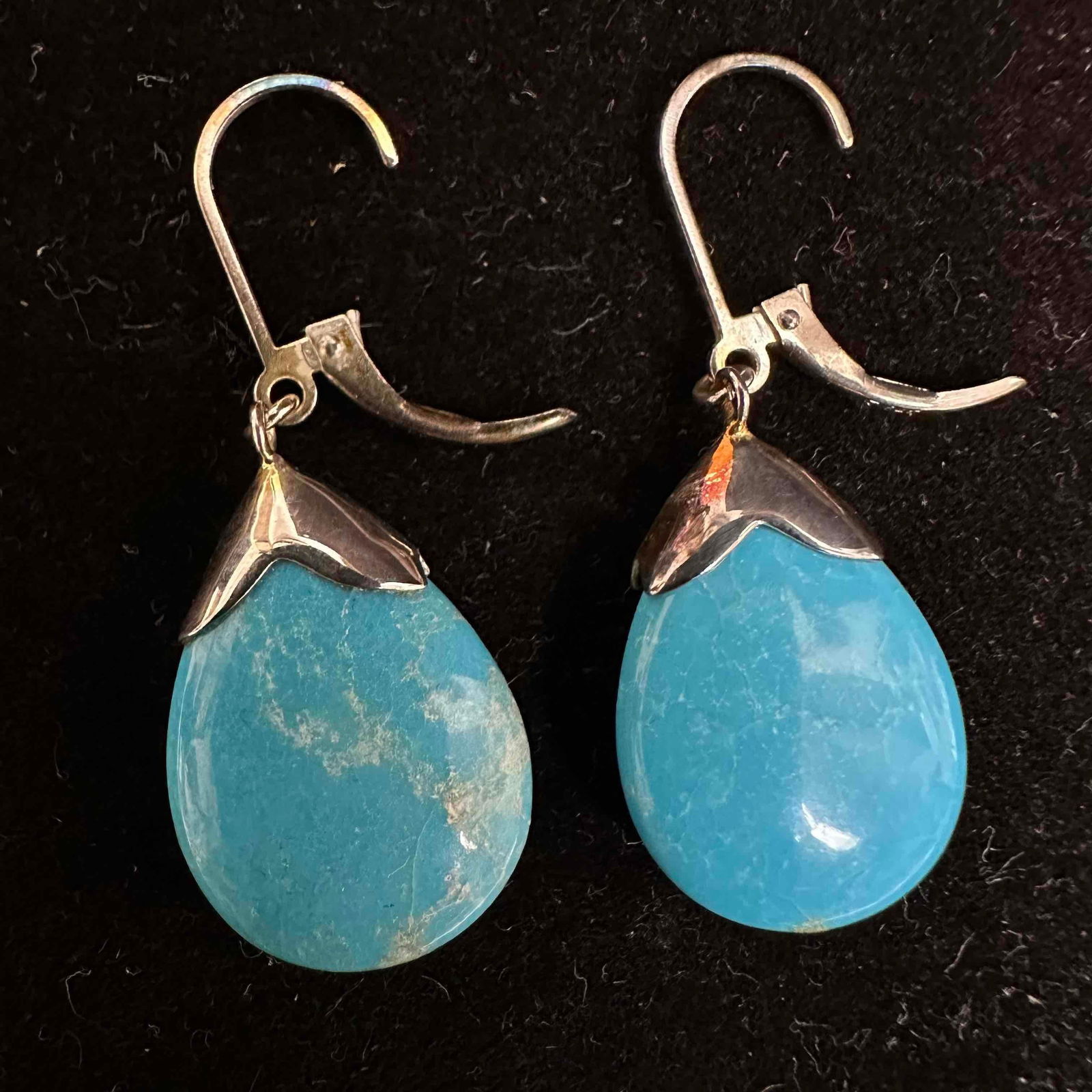 Turquoise Blue Dangle Sterling Silver Earrings G48 (1 of 7)