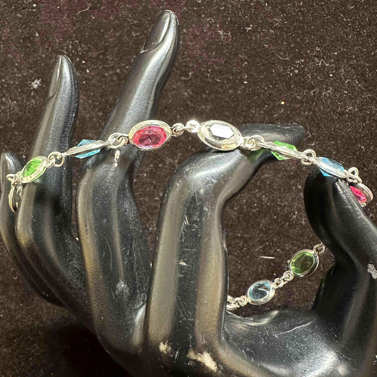 Milor Italy 925 Multi Colored Crystal Glass Stone Sterling Silver Bracelet F68: This item is in good pre-owned, previously used/displayed condition with noticeable light wear, and surface scratches. Please reference all photos for full details. This piece of jewelry has been