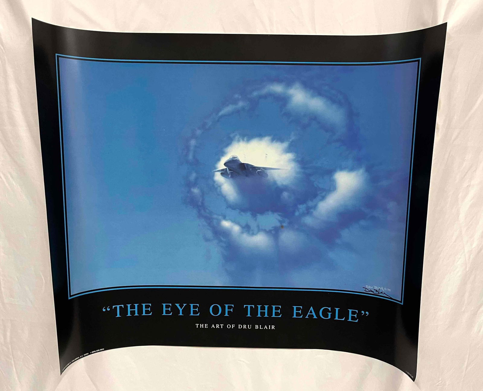 Signed Print "The Eye Of The Eagle" By Dru Blair: This lot contains a Signed Print "The Eye Of The Eagle" By Dru Blair. The print is approx 24" x 29 3/4" and it weighs about 4.4oz. Signature in the lower right corner. Overall the print is in