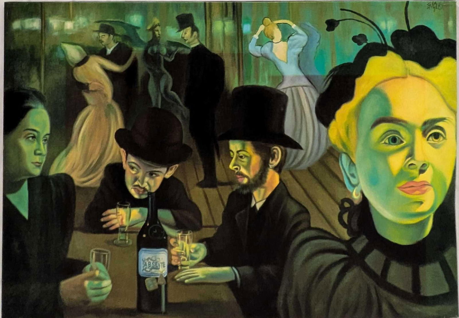 Absinthe Refined Ron English Toulouse Lautrec Print On Canvas B: Absinthe Refined Ron English Toulouse Lautrec Print On Canvas B. This is approx 36" x 1/2" x 23 3/4" and it weighs 1.90lbs. Please note, the signature on the top right of the canvas is part of