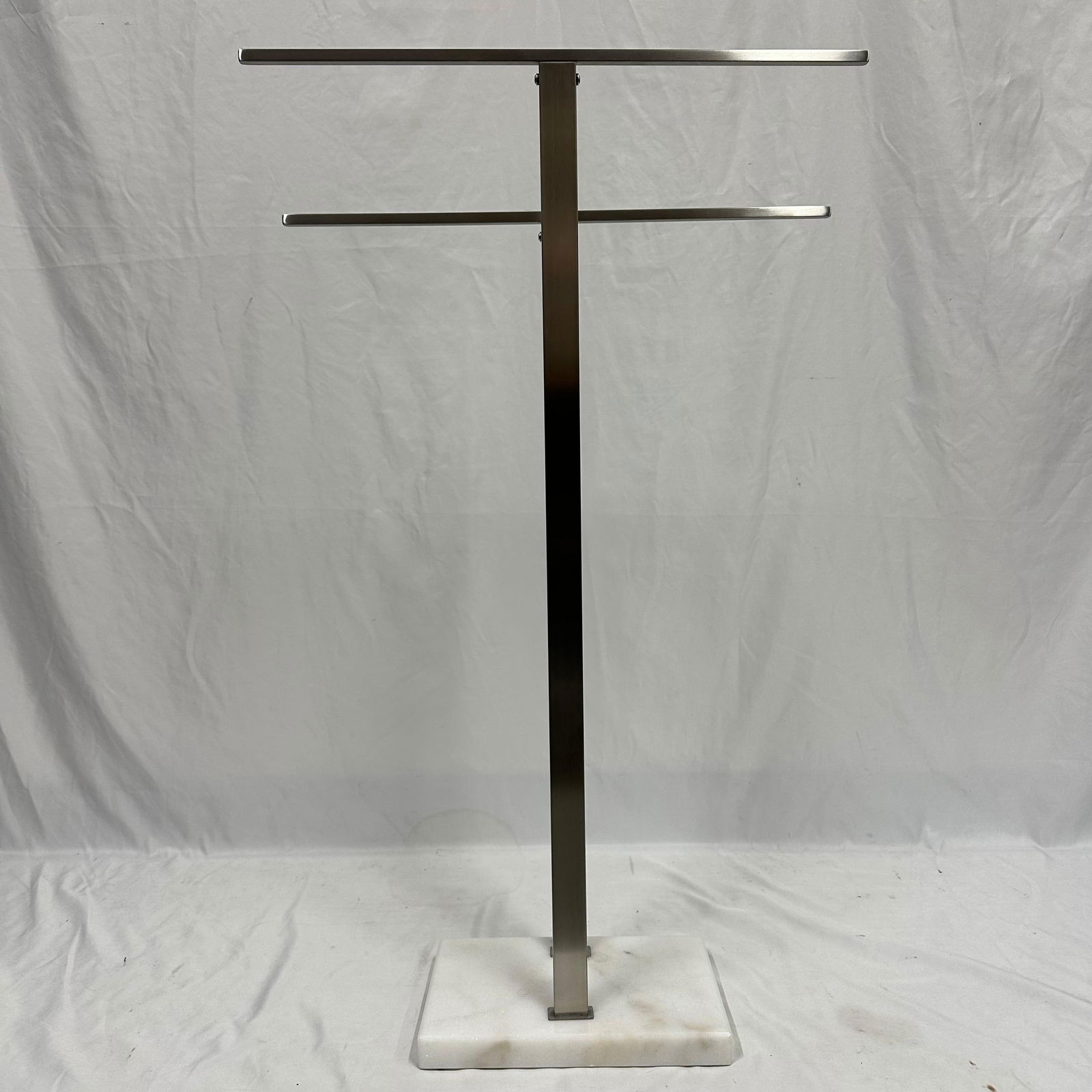 Two Way Straight Arm Garment Display Towel Clothing Rack T-Bar Marble Base (1 of 8)