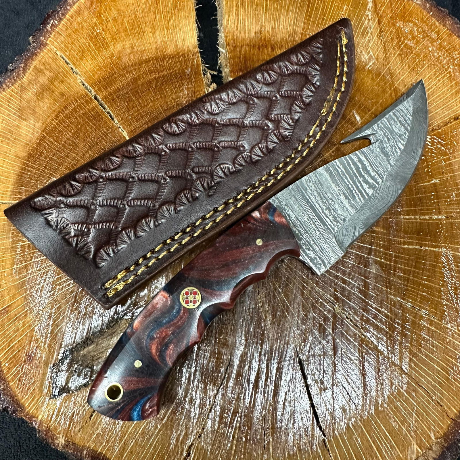 Steel Fixed Blade Curved Knife with Leather Sheath MHS Cutlery Q27 (1 of 4)