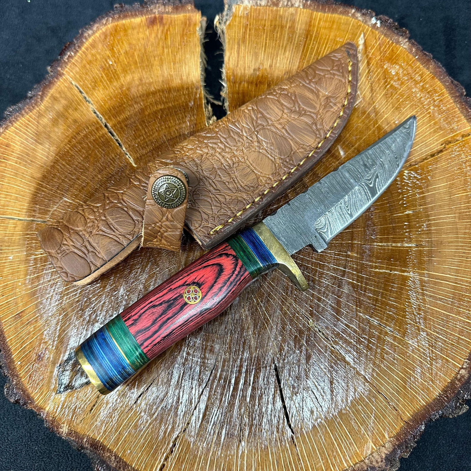 MHS Cutlery Fixed Blade Knife Q29 Hunting Style Brass Guard Handle (1 of 4)