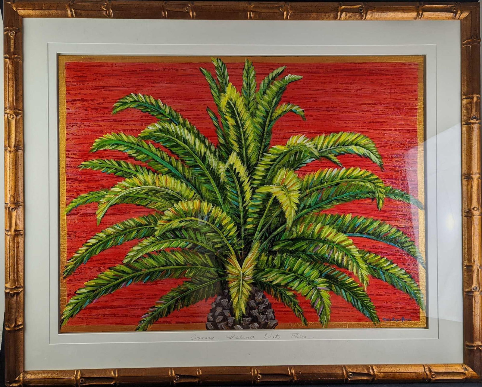 Framed Maria Reyes Jones Date Palms Original Mixed Media (1 of 10)