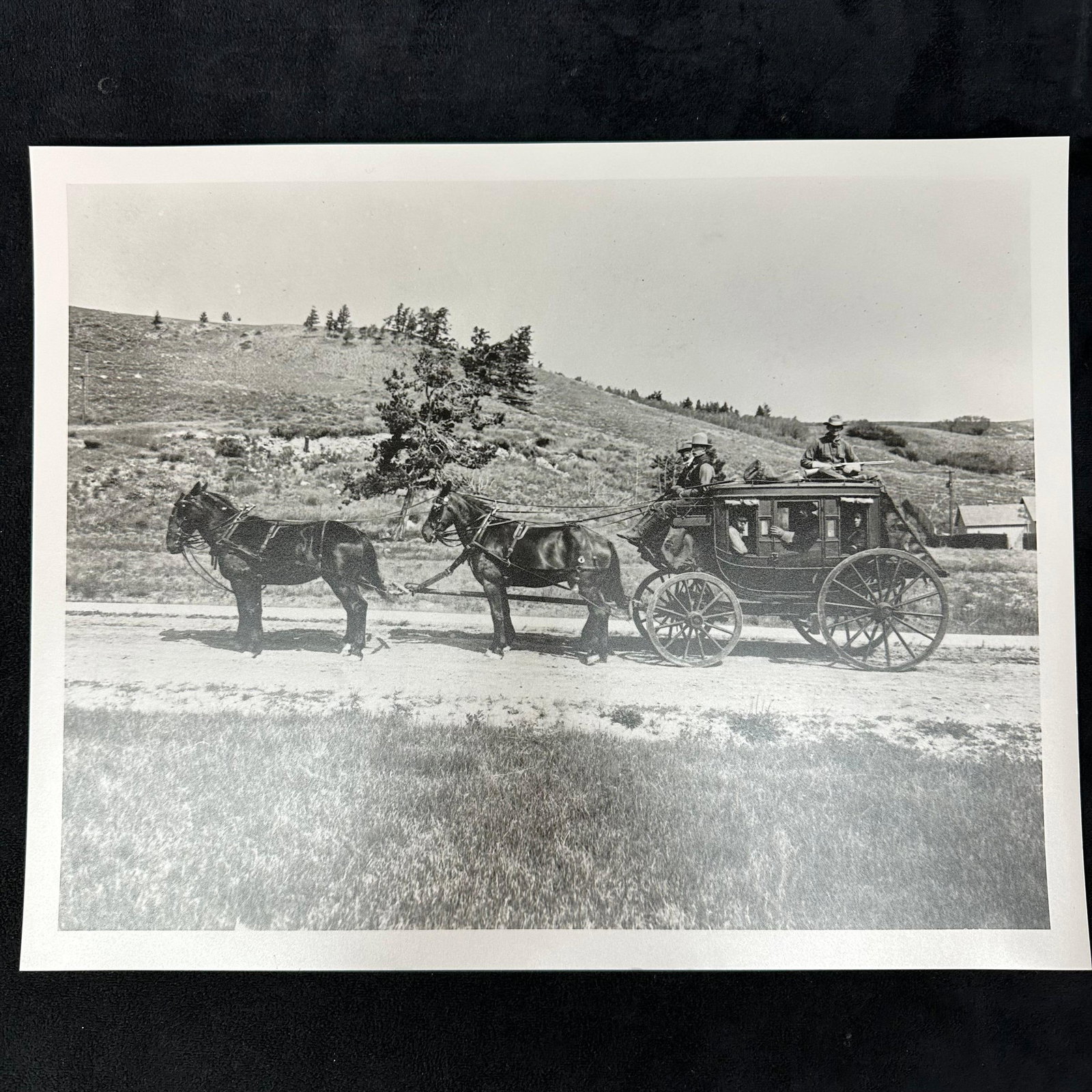 Black and White Analog Photograph Stagecoach with Horses (1 of 4)