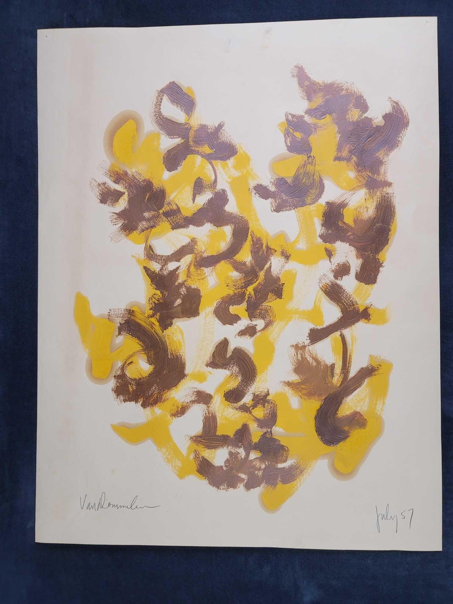 Original Painting By Van Dommelen Signed: Original painting by Van Dommelen July 1957. Painting is on paper. Signature is in the lower left hand corner. In good vintage condition. Approx. measures 17" x 22" 