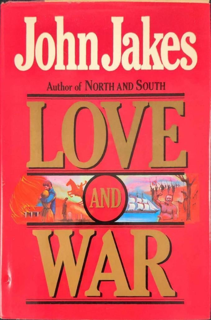 John Jakes Love And War Hardcover 1st Edition: Love And War By John Jakes 1st Edition. Published by HBJ in 1984. The book is approx 6 1/2" x 2" x 9 1/2" and it weighs 3.59lbs. The book is in good, vintage condition with some shelf wear on the dust