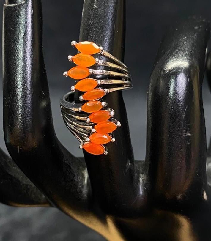 Sterling Silver Carnelian Ring With Cut Shank (1 of 6)