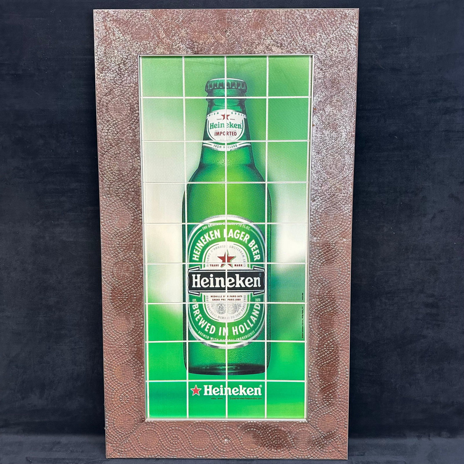 Heineken Brewed in Holland Framed Bar Tile Art Green Bottle Beer Sign (1 of 19)