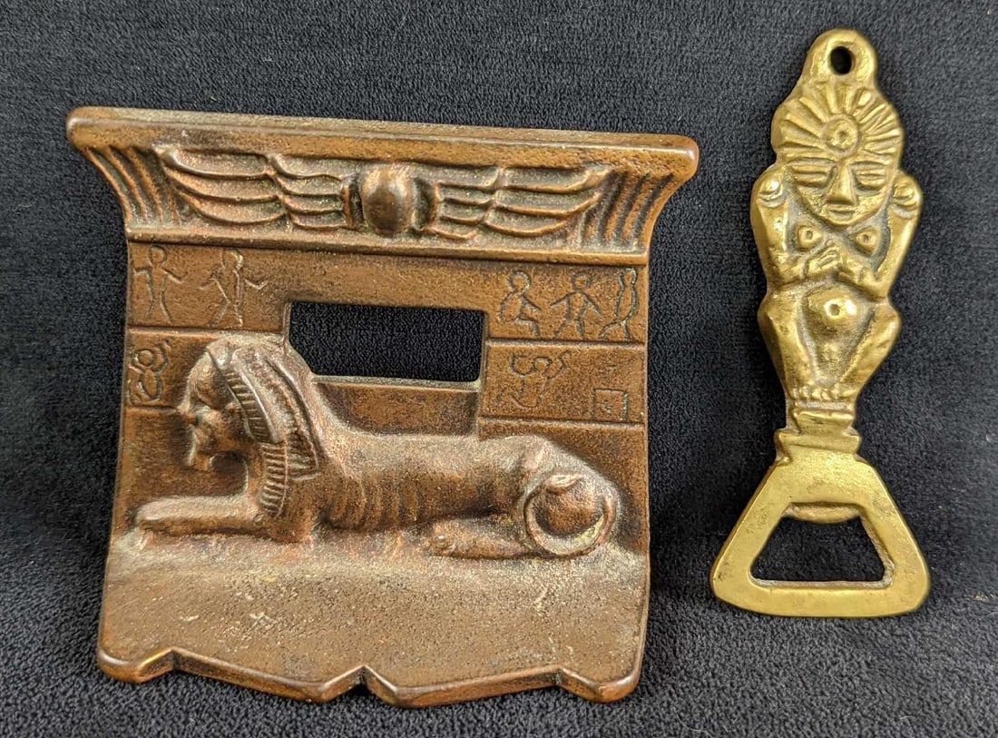 Vintage Brass Sphinx Paperweight & Idol Bottle Opener (1 of 6)