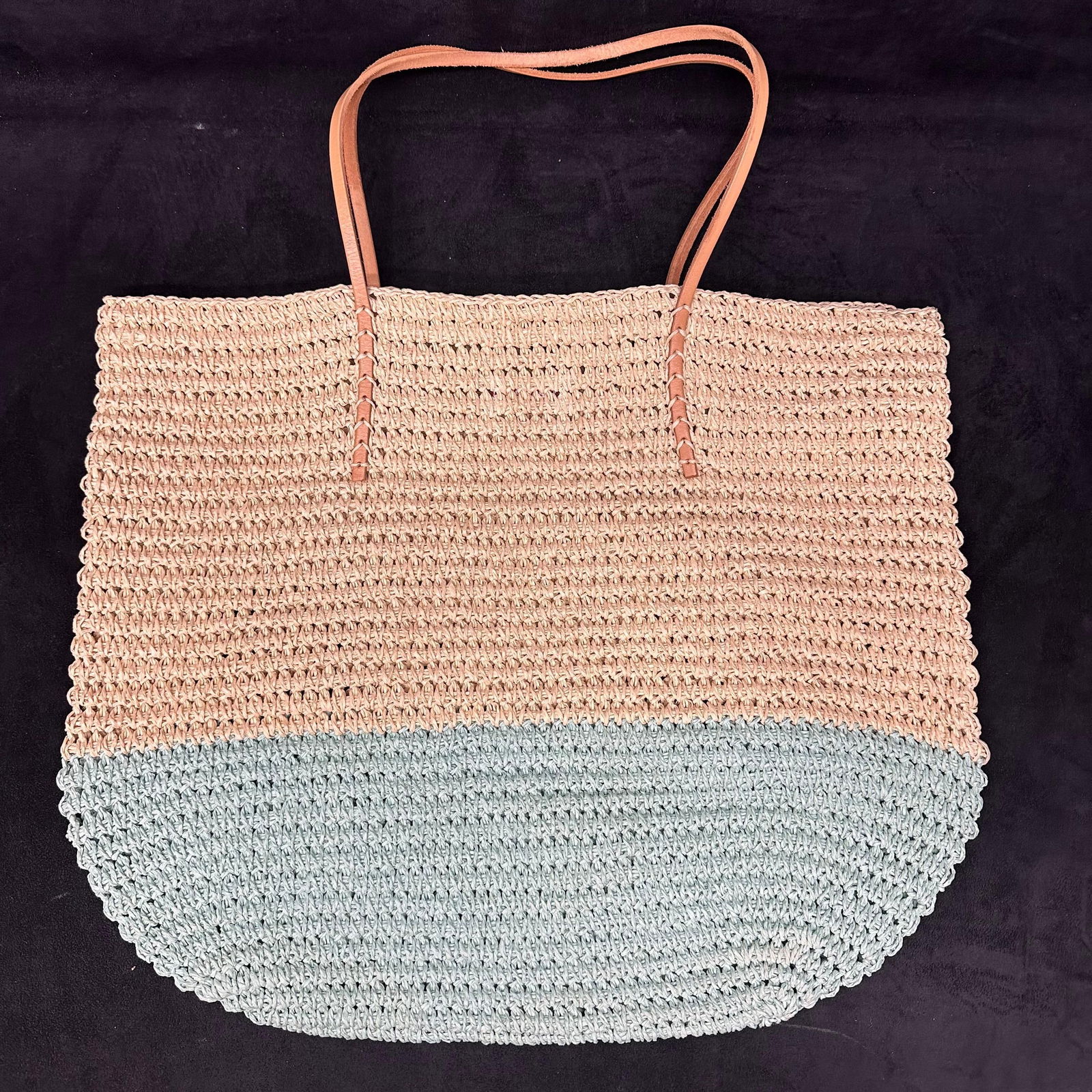 Merona Woven Straw Tote Bag with Leather Handles (1 of 5)