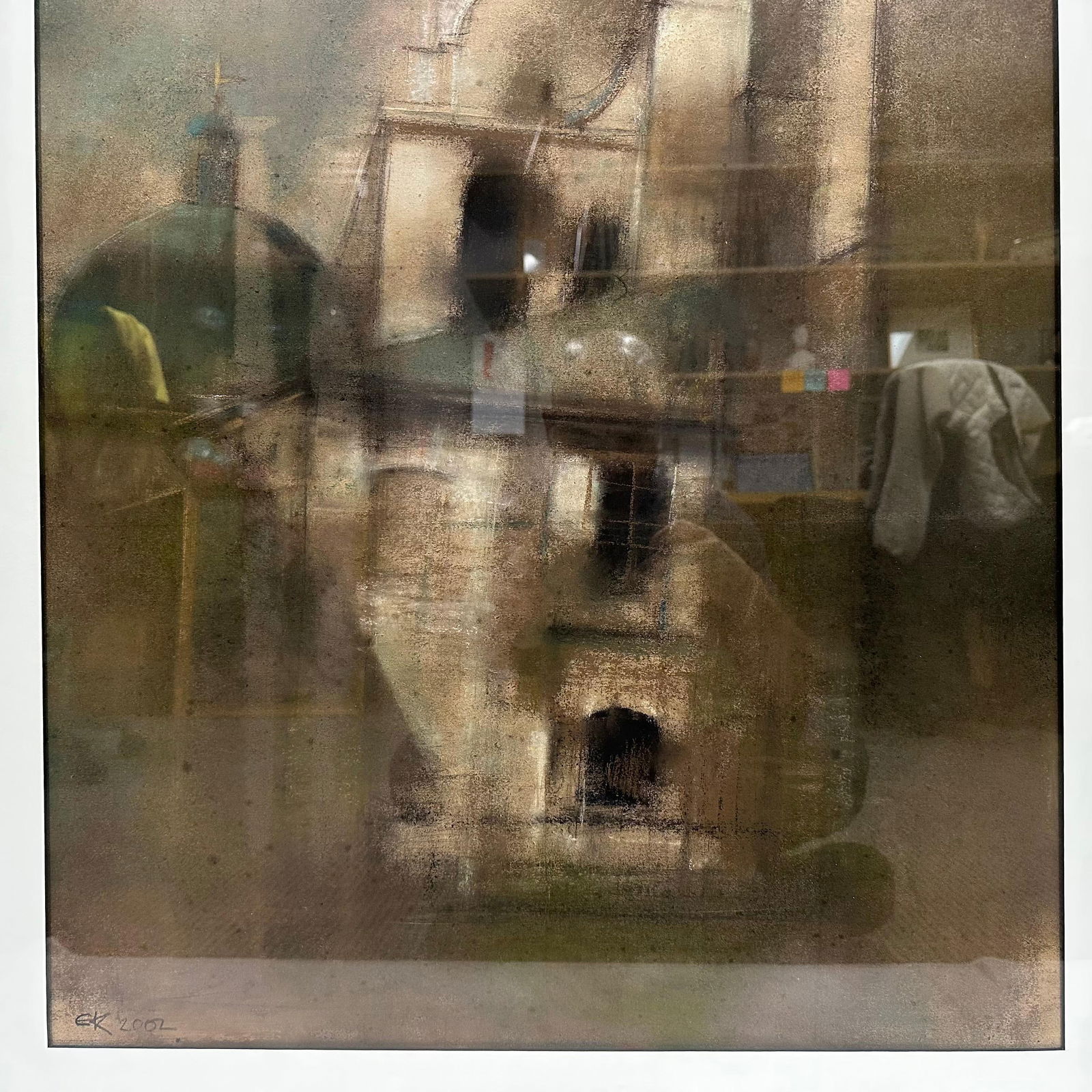 Framed Architectural Abstract Mixed Media Artwork Signed Dated - 4