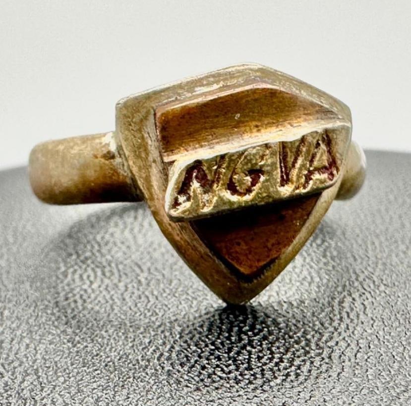 NGVA Ring Civil War Era: NGVA Ring Civil War Era This ring comes from a serious Civil War collector, who believed it to be a Virginia National Guard ring from the time of the American Civil War. It fieatures a shield