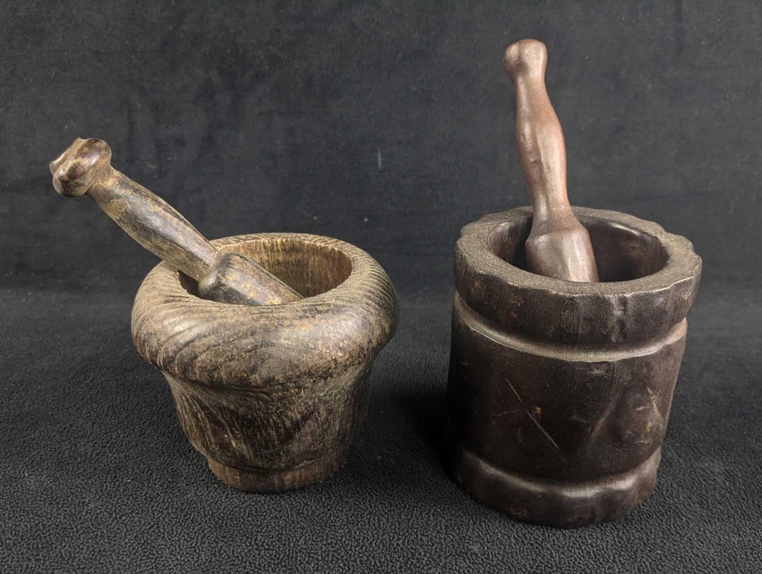 Hand Carved Wooden Mortar and Pestle Pair (1 of 9)