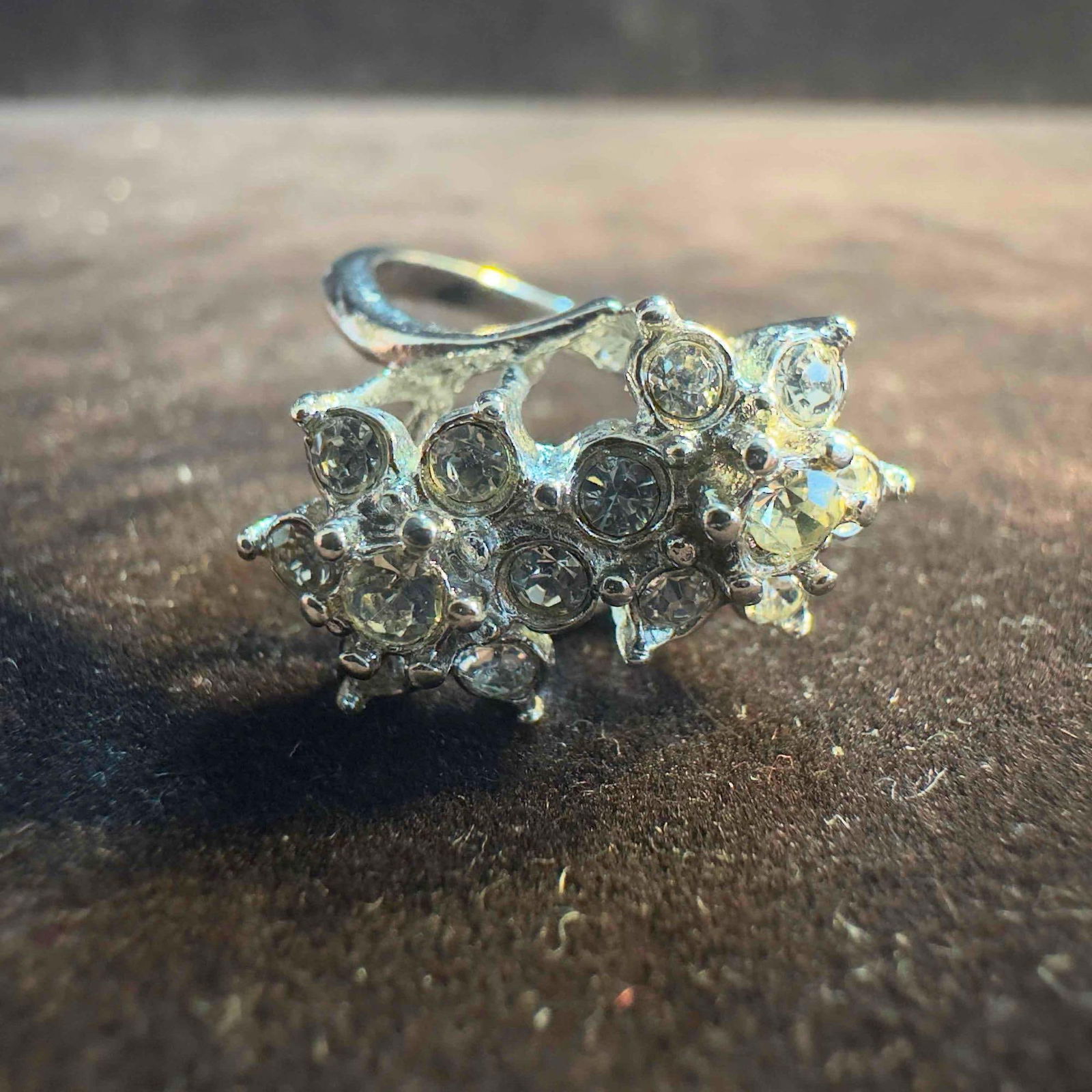 Gold Plated Cubic Zirconia Double Floral Flower Setting Ring (1 of 10)