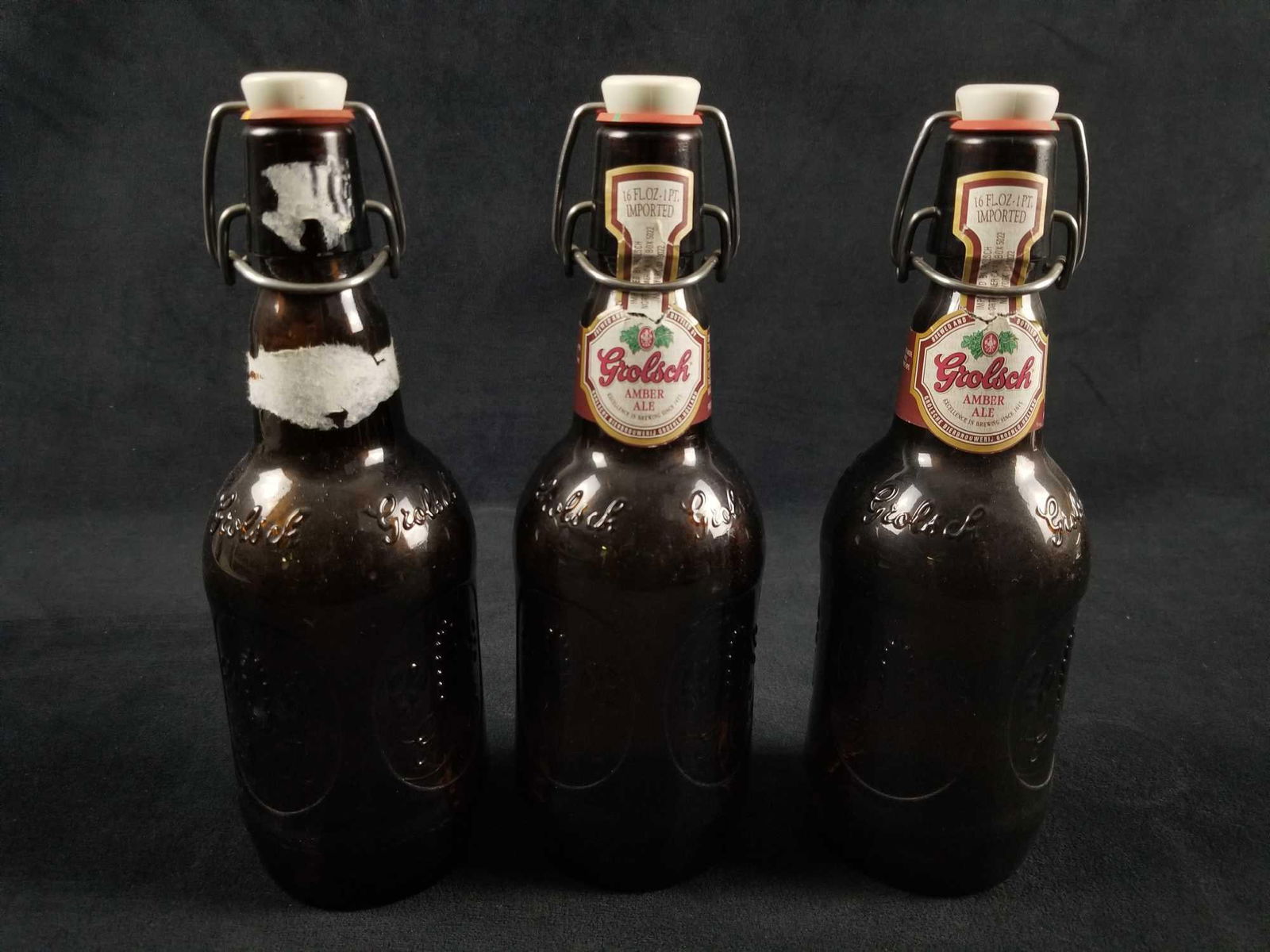 A Lot of 3 Vintage Beer Bottles Holland Grolsch Holland Amber Ale Swing Porcelain Tops (1 of 7)