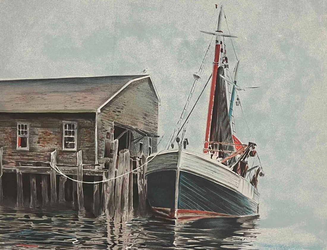 Signed & Numbered "Dockside" Lithograph By Mark Stevens - 3