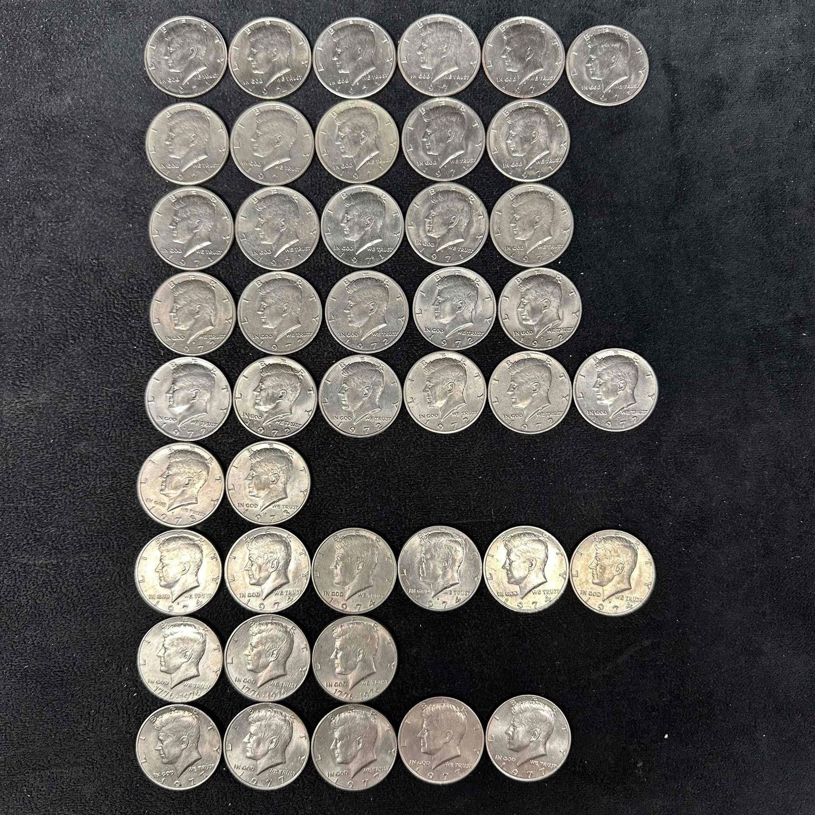 Kennedy Half Dollars 1971-1977 Coin Collection 43 Coins (1 of 8)