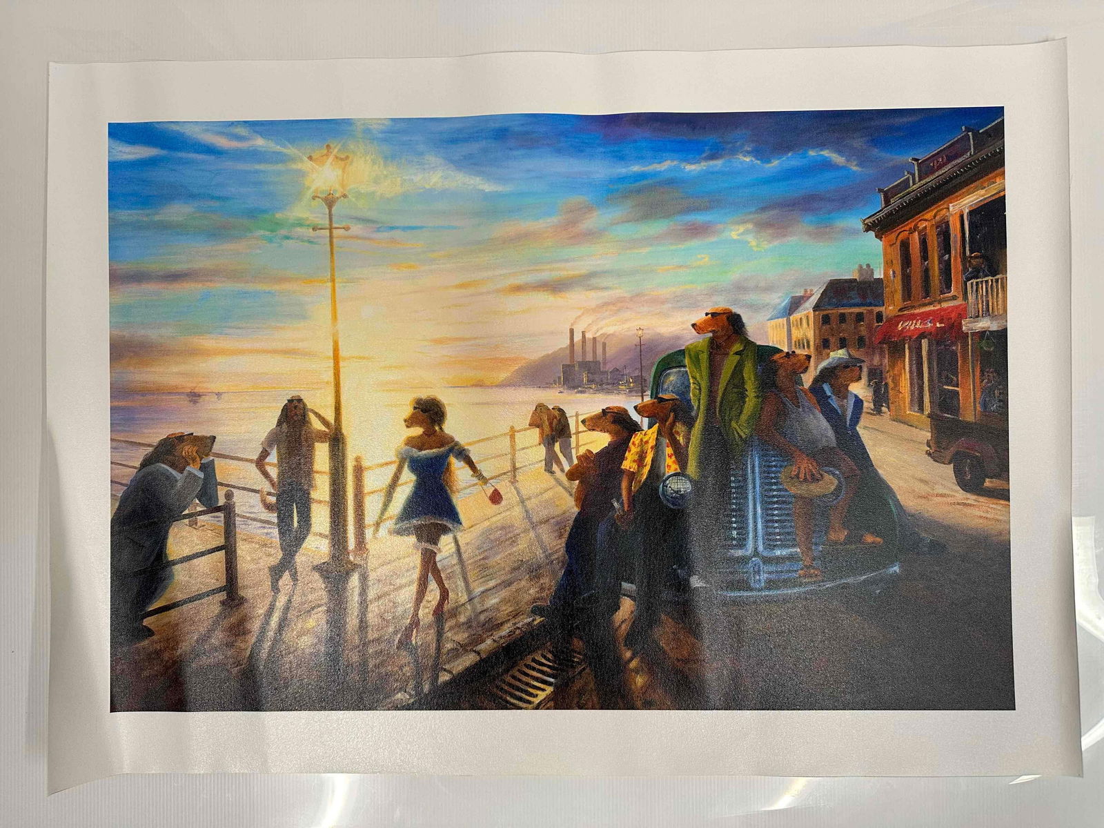 Lonely Dog Ivan Clarke The Blue Dress Medium Giclee on Canvas A: The Blue Dress Medium Giclee on Canvas Lonely Dog Ivan Clarke. Giclee on canvas print titled The Blue Dress by Ivan Clarke. This medium (30" x 19 3/4") art piece is a high quality print after