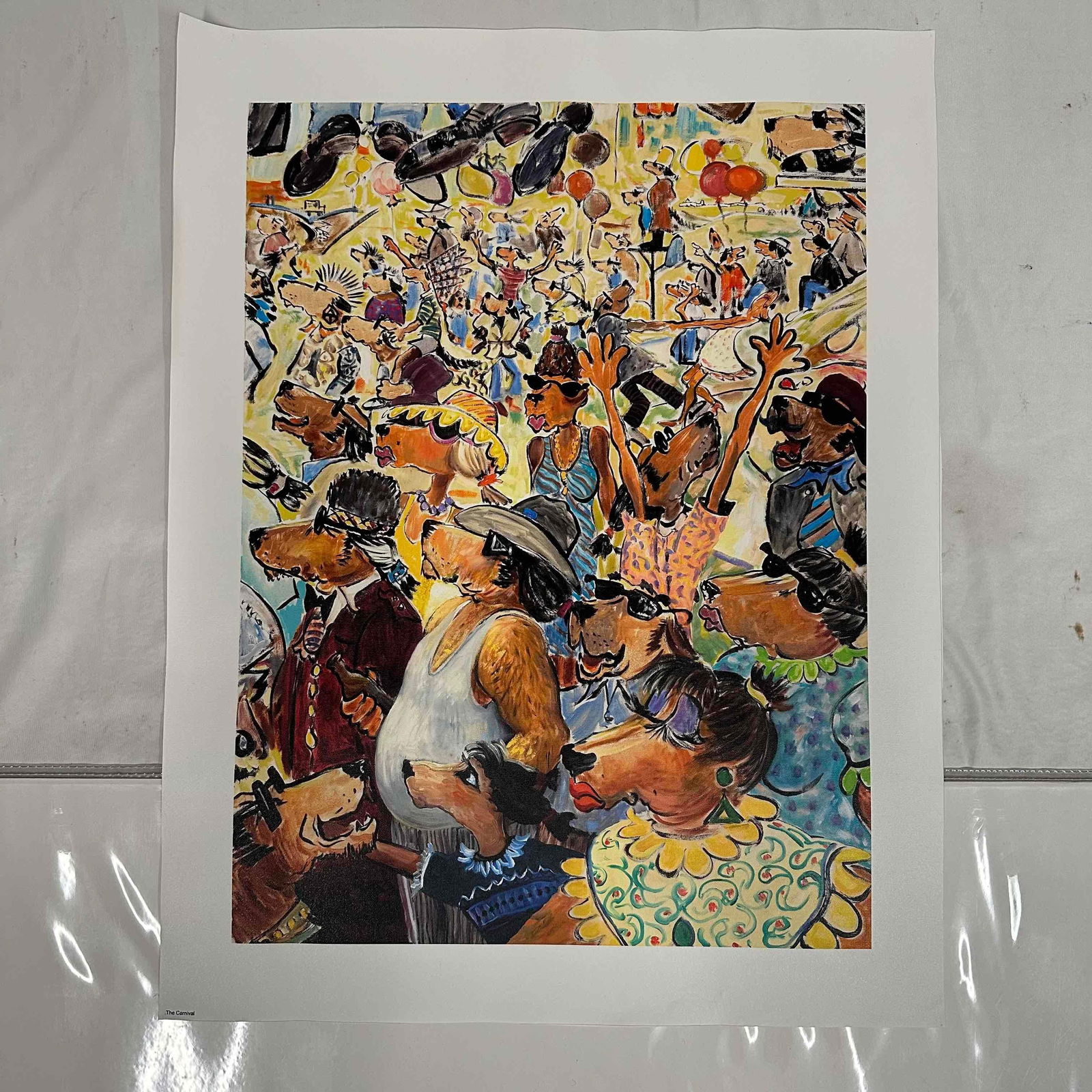 Lonely Dog Series Ivan Clarke The Carnival Medium Giclee on Canvas Portrait A: Lonely Dog Series Ivan Clarke The Carnival Medium Giclee on Canvas Portrait A. Giclee on canvas print titled The Carnival by Ivan Clarke. This medium (22 3/4" x 17") art piece is a high