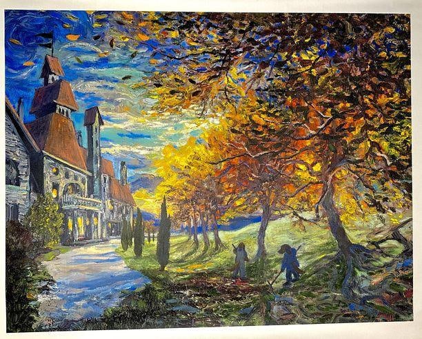 Ivan Clarke "Catside Chores" Medium Giclée: Ivan Clarke "Catside Chores" Medium Giclée Giclee on canvas print of Catside Chores by Ivan Clarke. Comes in the original tube. This medium (30 x 22) piece is a high quality print after an o