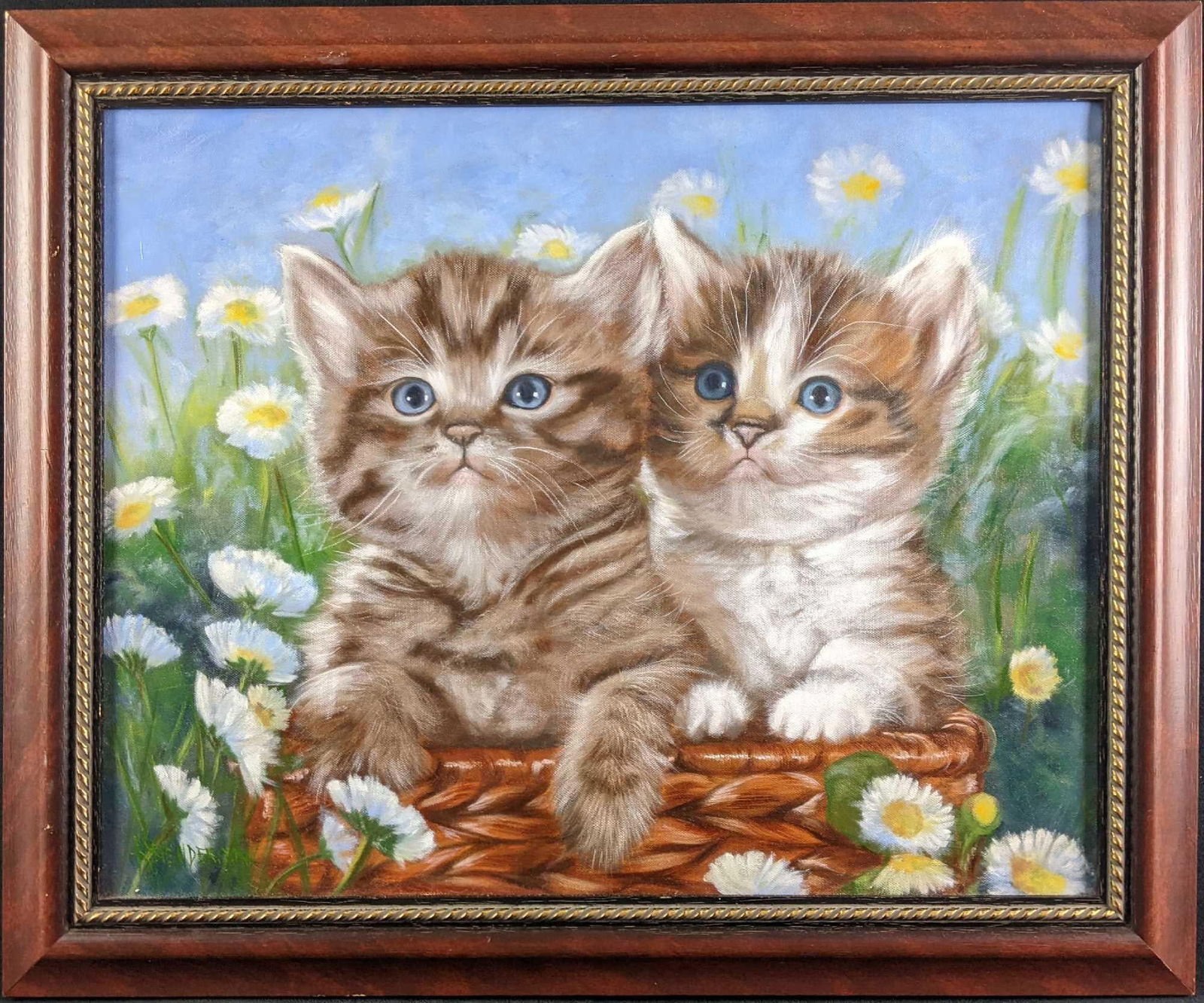 Framed Oil Painting Kittens Framed Oil Painted (1 of 8)