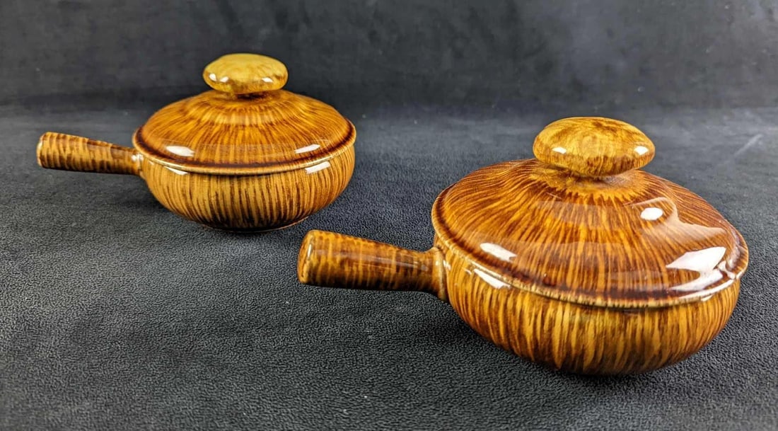 Two Vintage Ceramic Crock Pot Bowls With Tops (1 of 11)