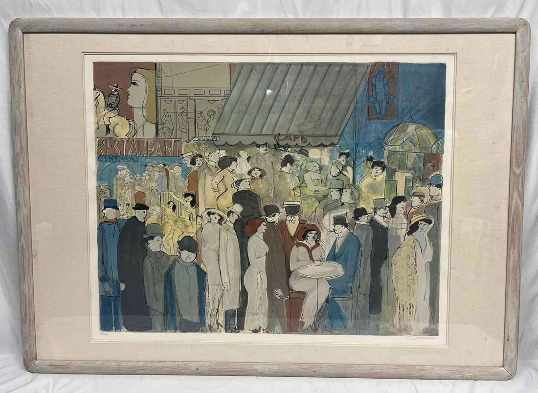 Framed Limited Edition Serigraph "April Cafe" By David Schneuer: This lot contains a Framed Limited Edition Serigraph "April Cafe" By David Schneuer. The approx weight and dimensions are listed below. Overall the Limited Edition is in good pre owned conditi
