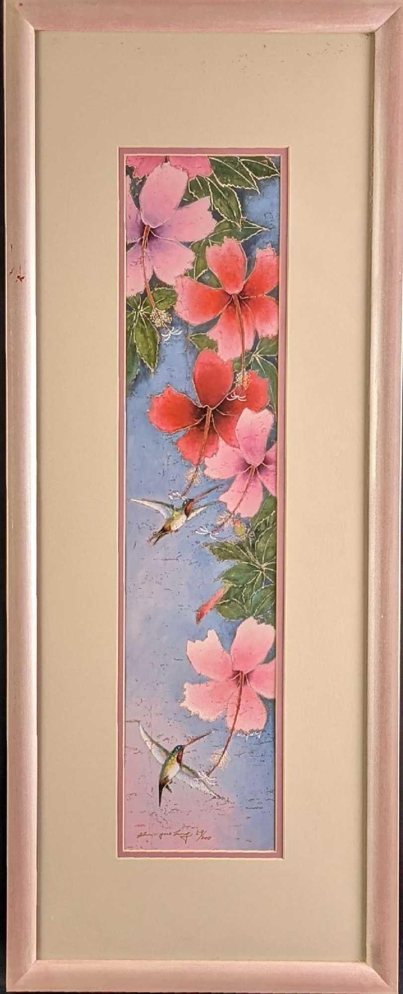 Framed LE Hua-Yao Tung Hummingbirds With Flowers (1 of 8)