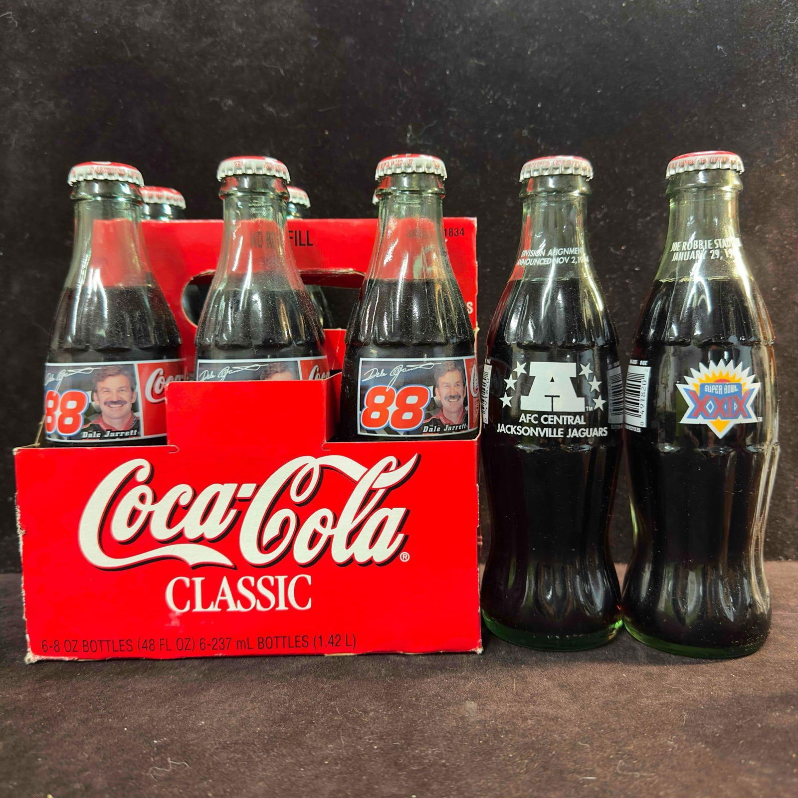 Coca Cola Collectors Coke Bottles Six Pack NFL Super Bowl NASCAR Dale Jarrett Bottle Lot of Eight 8 (1 of 9)