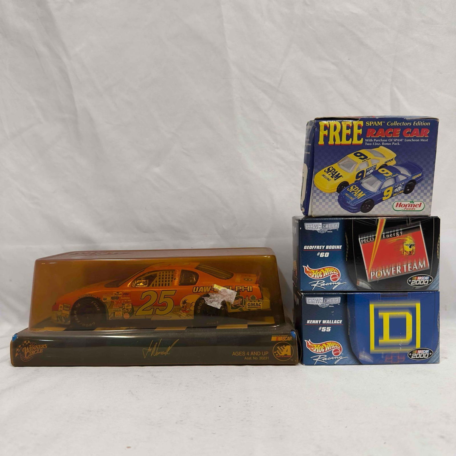 NASCAR Collectors Hot Wheels Racing Winners Circle Spam Collectible Car Set: NASCAR Collectors Hot Wheels Racing Winners Circle Spam Collectible Car Set. Each collectible is Sealed new featuring two Crew's Choice Hot Wheels cars, one Winner's Circle UAW-Delphi, and one