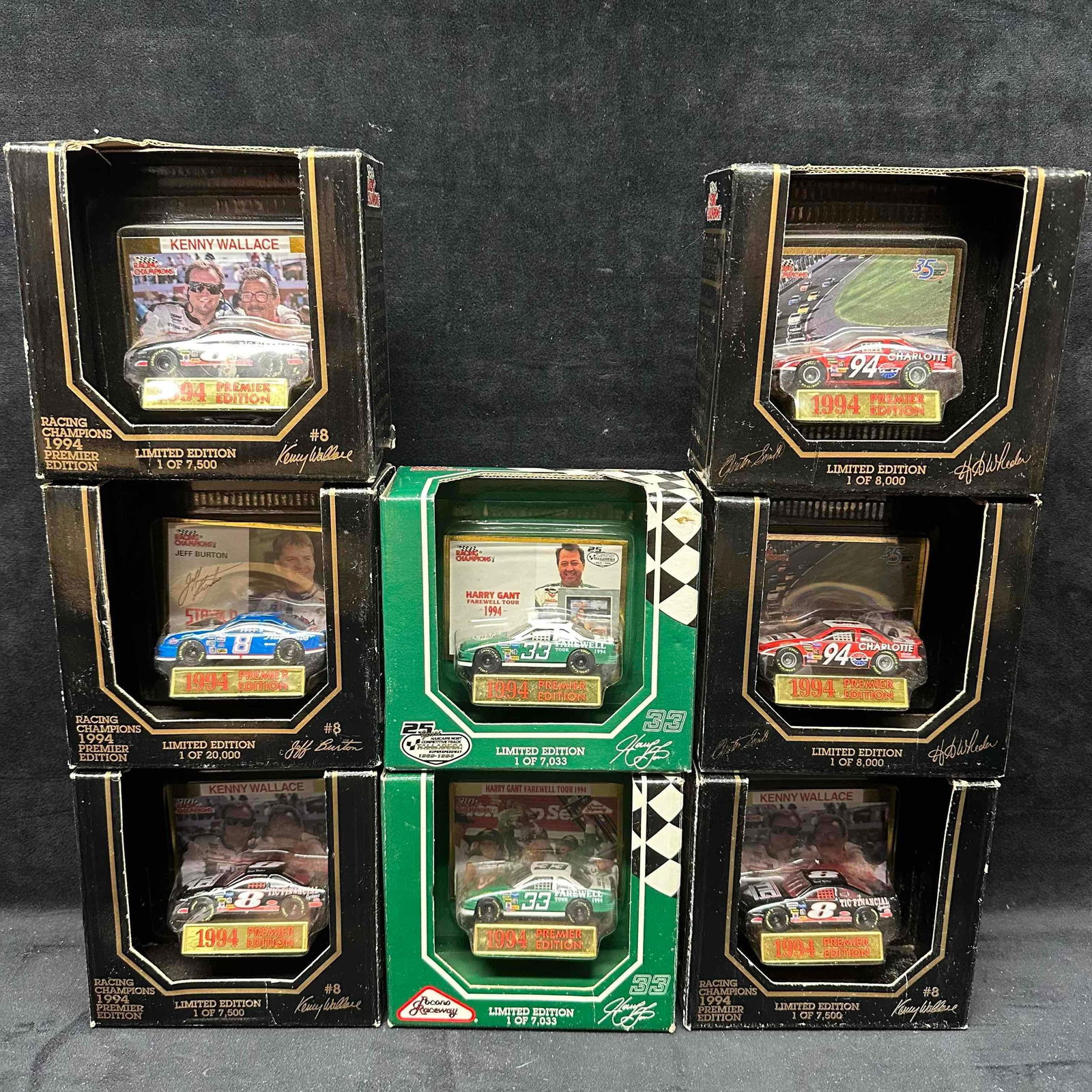 Racing Champions LE Premier Die Cast Metal Replica 1:64 Scale Set Eight 8: Racing Champions LE Premier Die Cast Metal Replica 1:64 Scale Set Eight 8. Various collection of NASCAR Racing Champions stock car collectibles featuring (8) 1:64 die cast cars. Several different edit