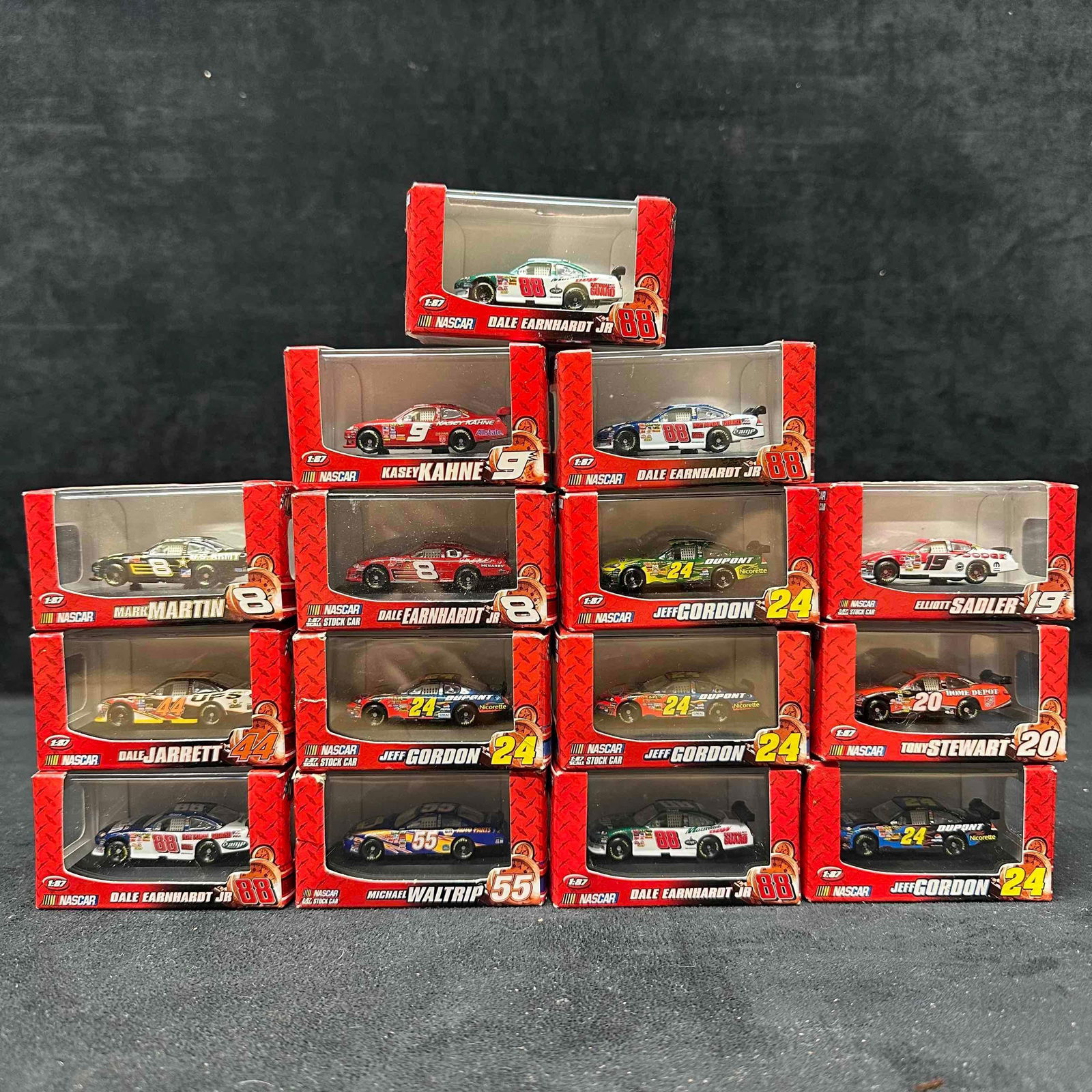 1:87 Scale Winners Circle NASCAR Die Cast Stock Cars Set Fifteen: 1:87 Scale Winners Circle NASCAR Die Cast Stock Cars Set Fifteen. Each car includes plastic display case and original box. These collectibles are in like new condition never being removed from packagi