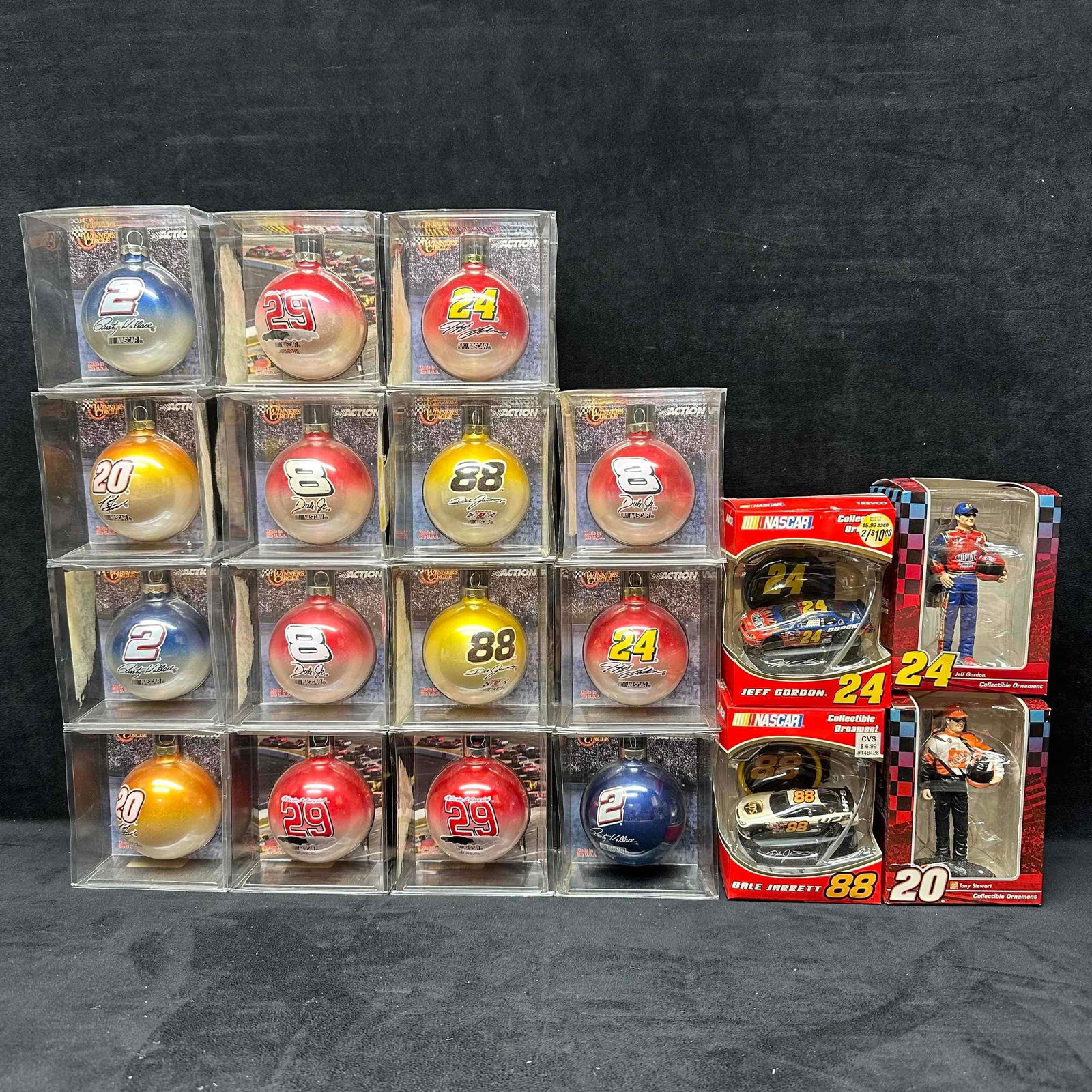 NASCAR Collectible Ornament Set Eighteen Car Figure Holiday Ball Ornaments Set (1 of 4)