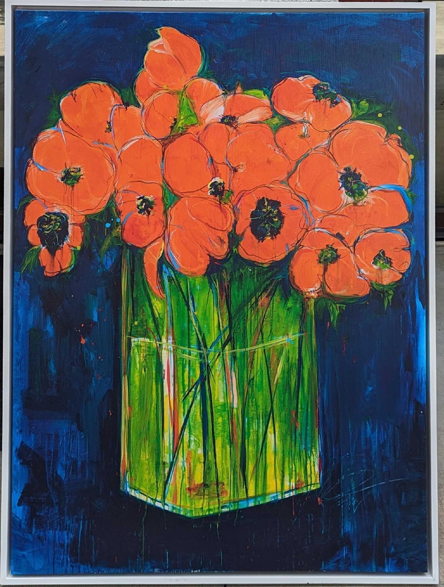 Framed Poppy Textured Print On Canvas (1 of 5)