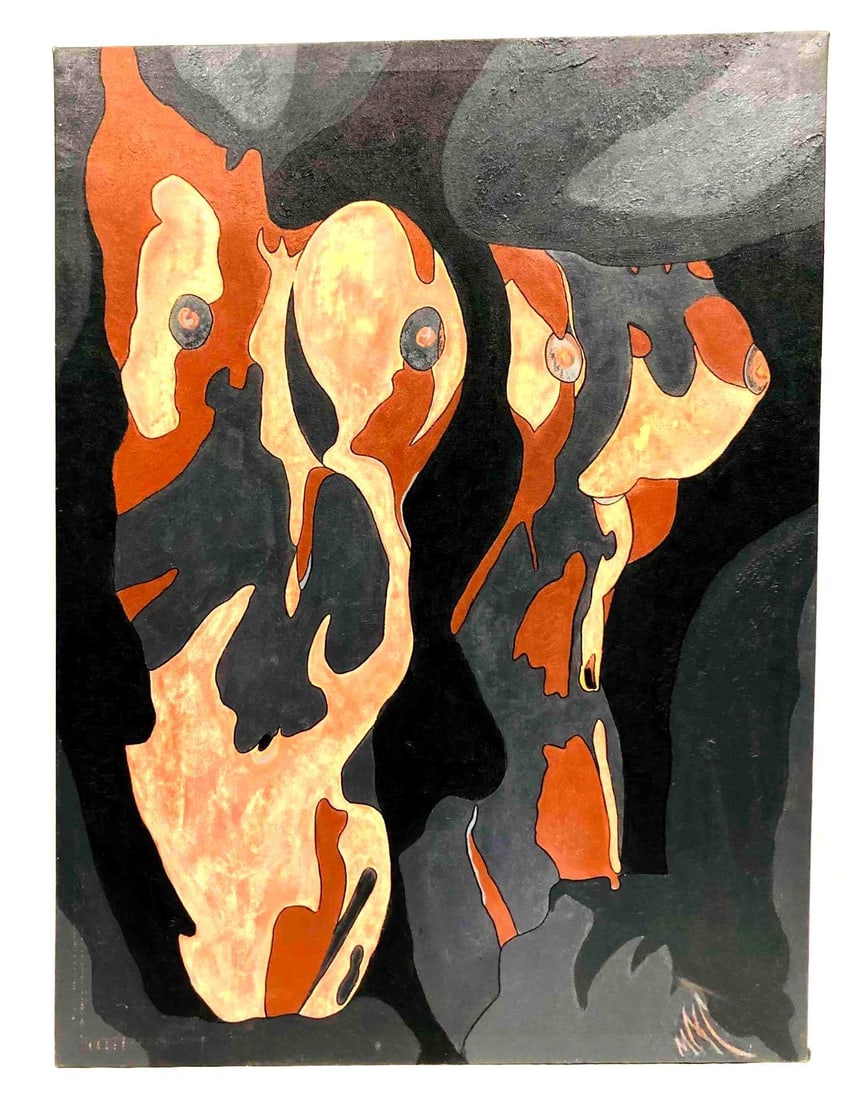 Abstract Original Signed Painting Of Nude Women On Canvas By Mark Cunningham: This lot contains Abstract Original Signed Painting Of Nude Women On Canvas By Mark Cunningham. It is approx 39 1/4" x 29" and it weighs about 3.4lbs. Overall the Painting is in good used co