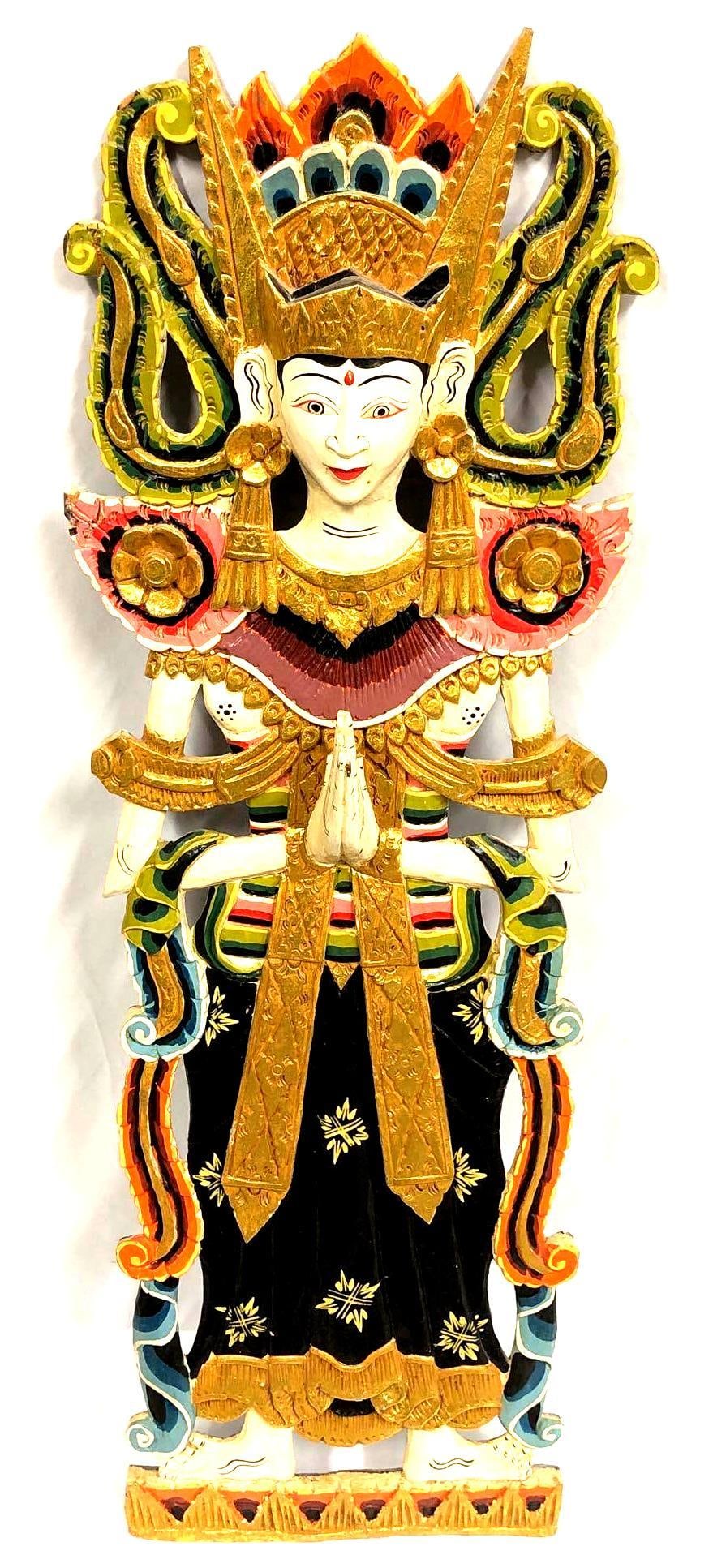 Hindu Goddess Hand Carved & Painted 3-D Art (1 of 13)