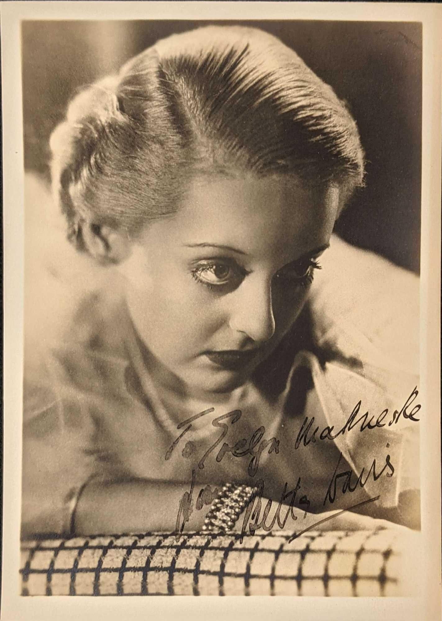 Autographed Bette Davis Photo: Autographed Bette Davis Photo, actress (All About Eve, Now, Voyager, Whatever Happened To Baby Jane, Dark Victory and more.) The photo is approx 5" x 7" and it weighs under one pound at 0.01lb