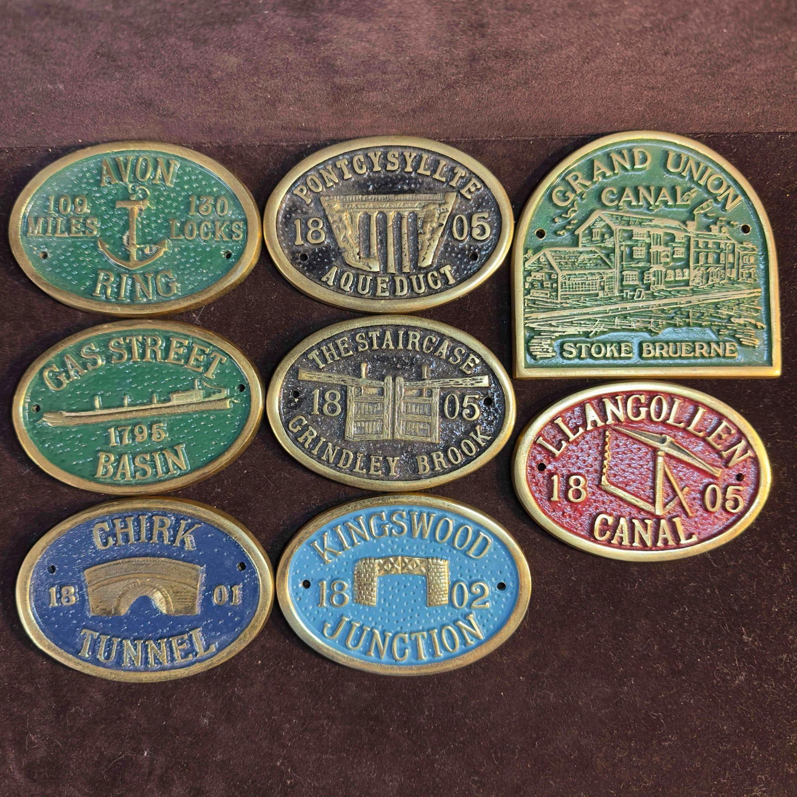 Brass Made In England Lockmaster Plaque Set Lot of Eight 8 Metal Plate (1 of 6)