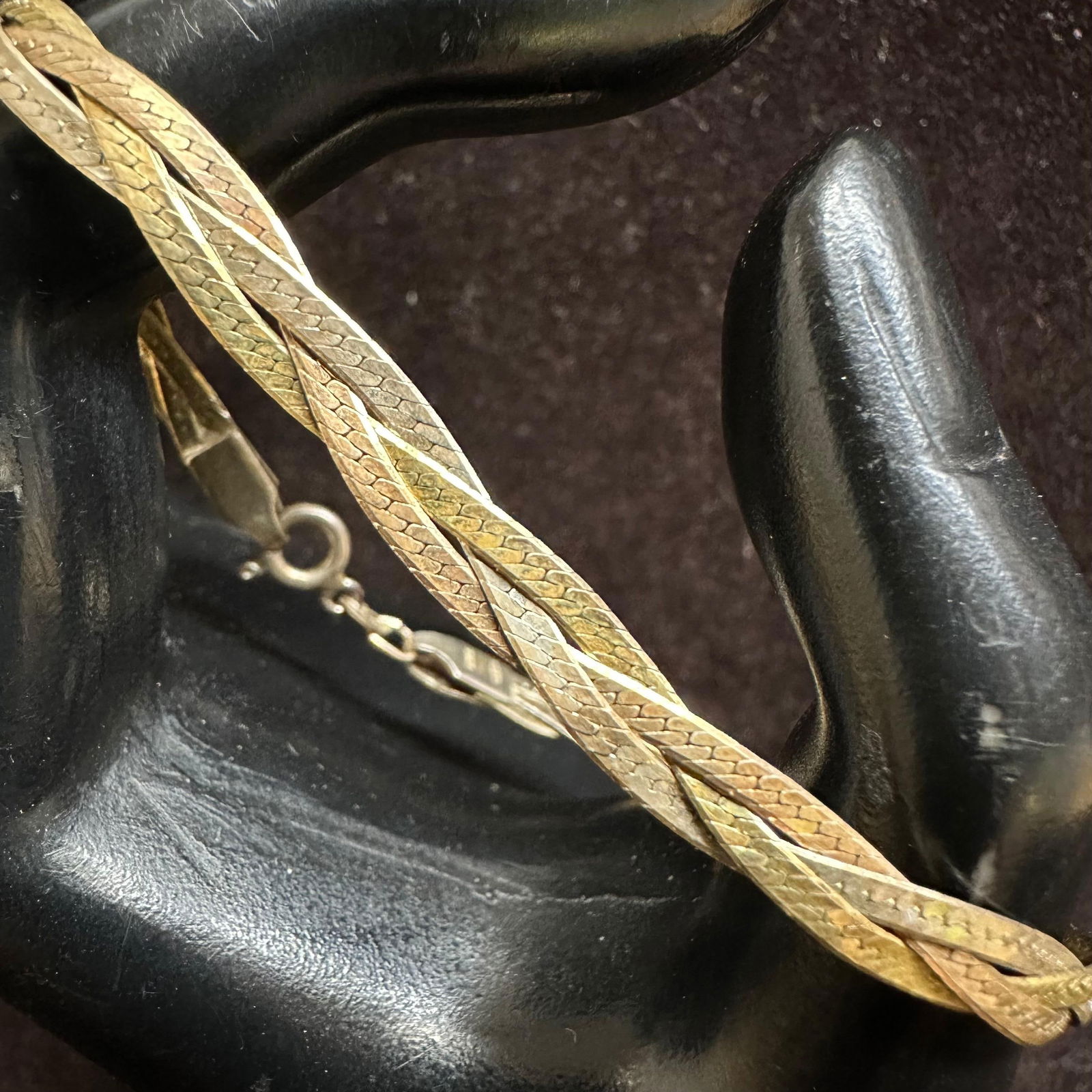 Tri-Color Sterling Silver Woven Chain Bracelet Italy 925 M27 (1 of 8)