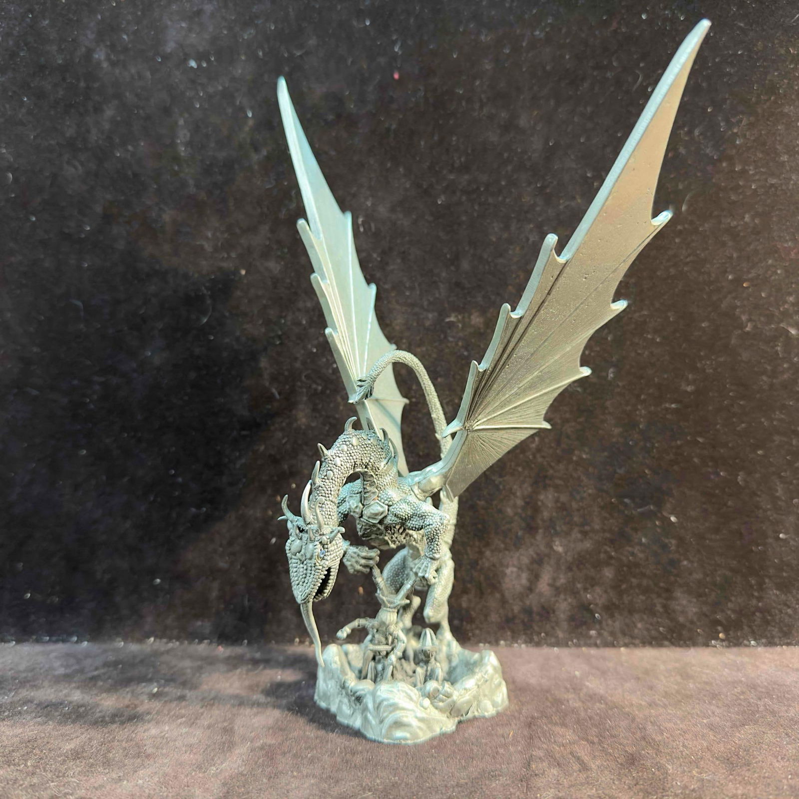 Rawcliffe Pewter Dragon 1993 Mother's Love Feeding Time RF 3009 Sculpture Figure: Rawcliffe Pewter Dragon 1993 Mother's Love Feeding Time RF 3009 Sculpture Figure. Rawcliffe identifying markings etched on the bottom. This item is in good pre-owned, previously displayed conditio