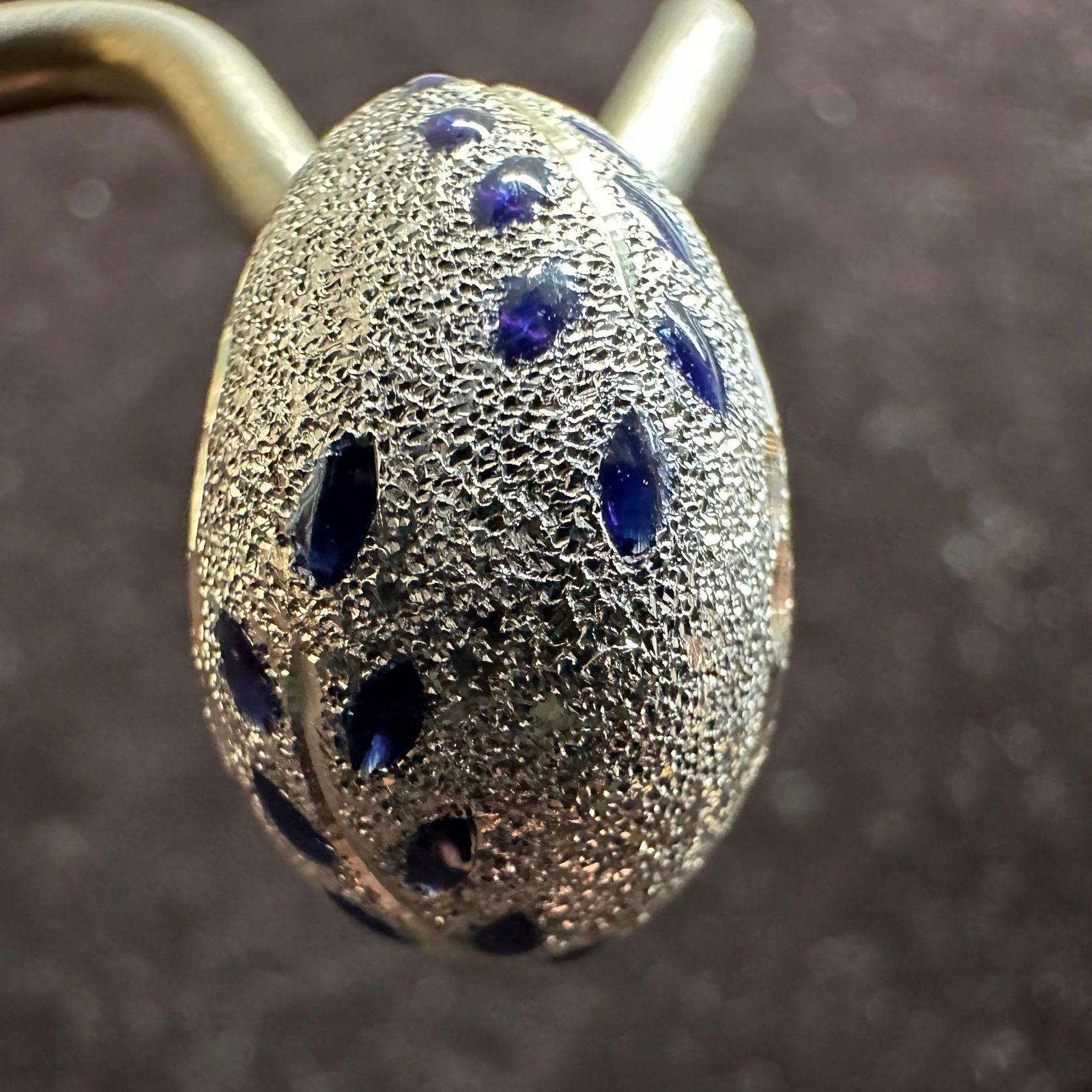 Blue Enamel Leaf Motif Textured 14K White Gold Crescent C Earrings: This item is in good pre-owned, previously used/displayed condition with noticeable light wear and surface scratches. Please reference all photos for full details. This piece of jewelry has been teste