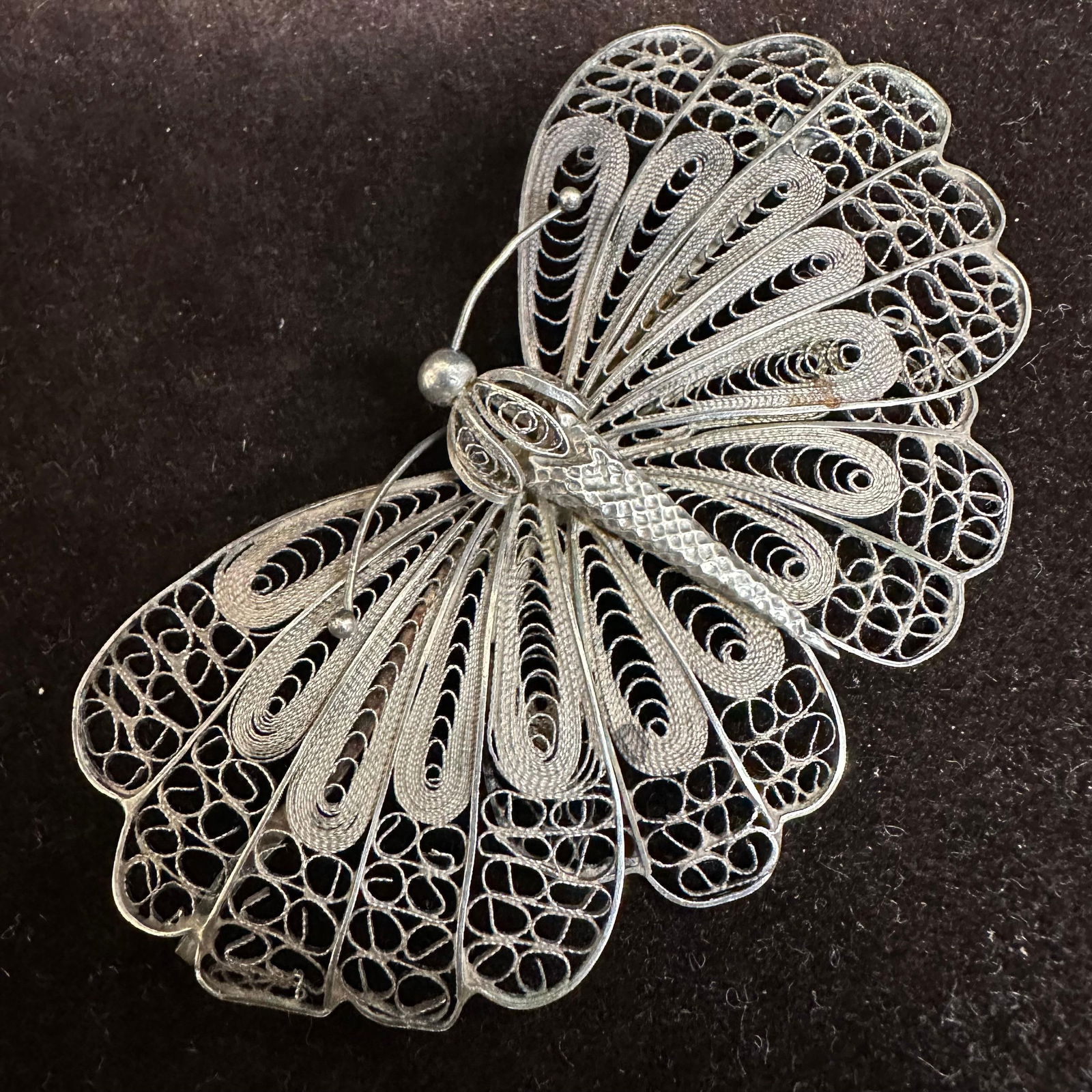 Silver Filigree Silverwork Butterfly Intricate Brooch Pin (1 of 7)