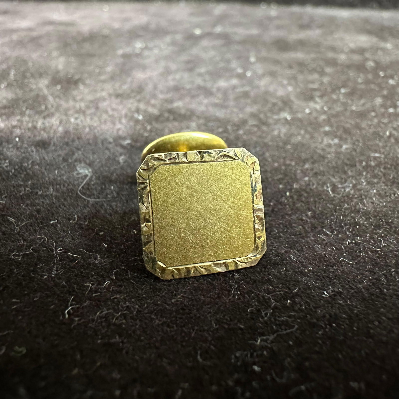 14K Gold Square Textured Border Cufflink - 3