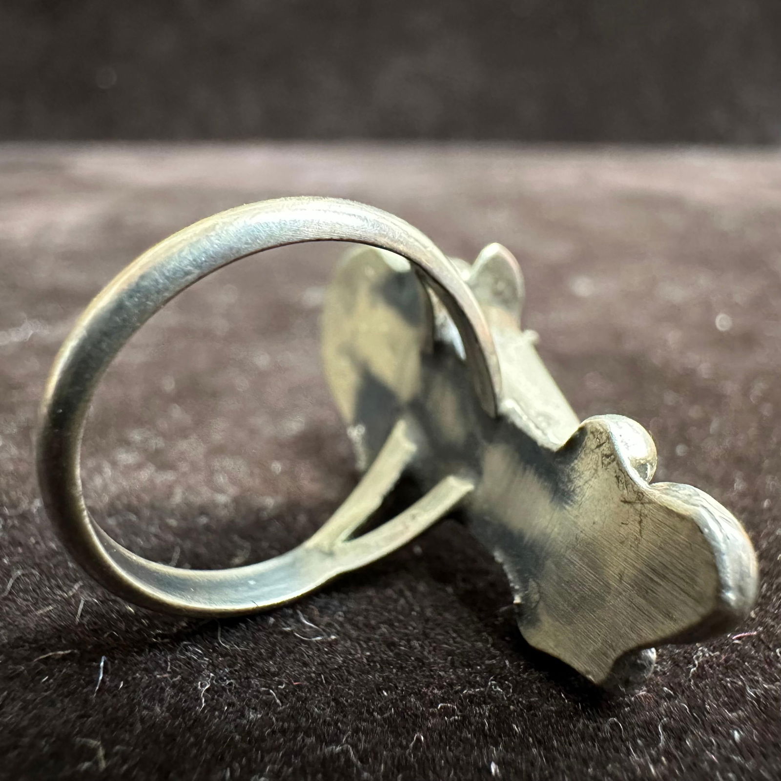 Natural Matrixing Round Turquoise Native Style Silverwork Silver Ring - 3